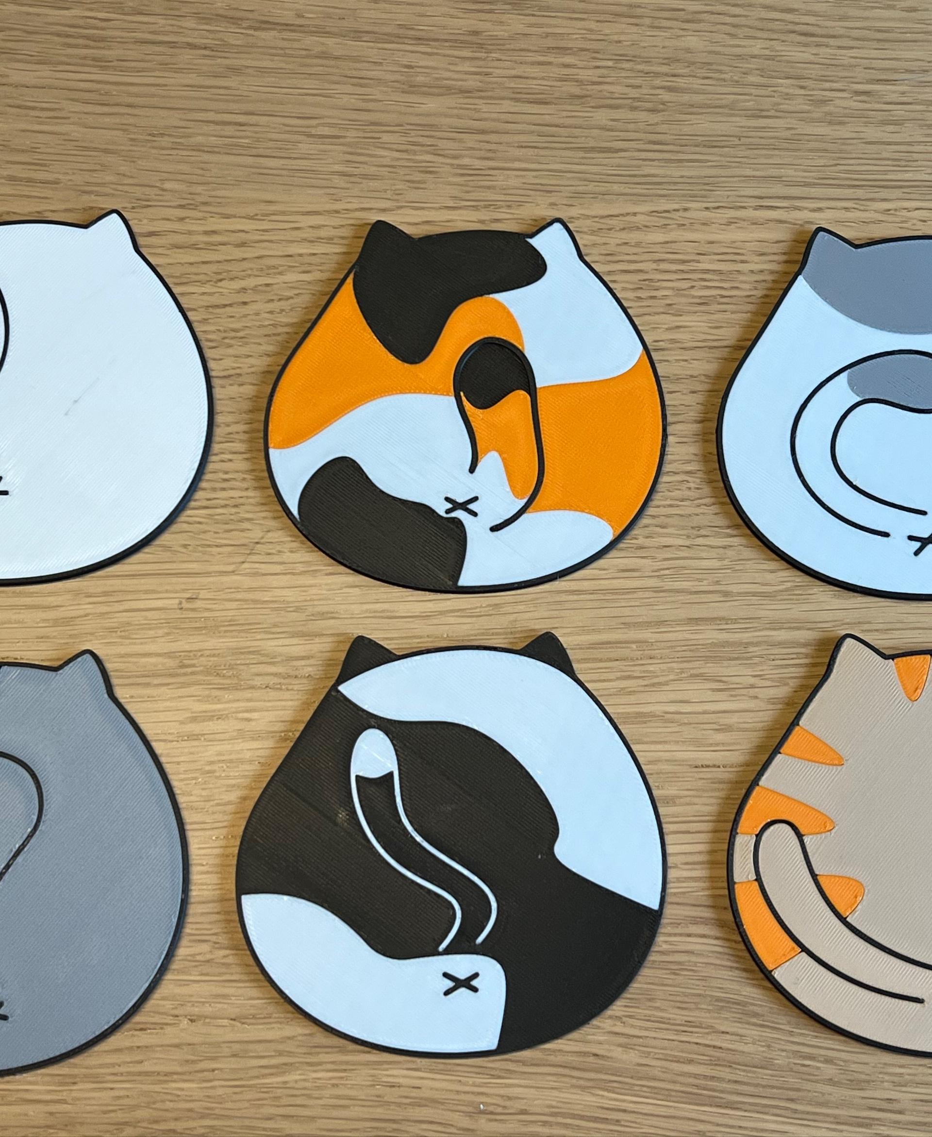 Chubby cats coasters for Bambulab X1/P1/A1 3d model