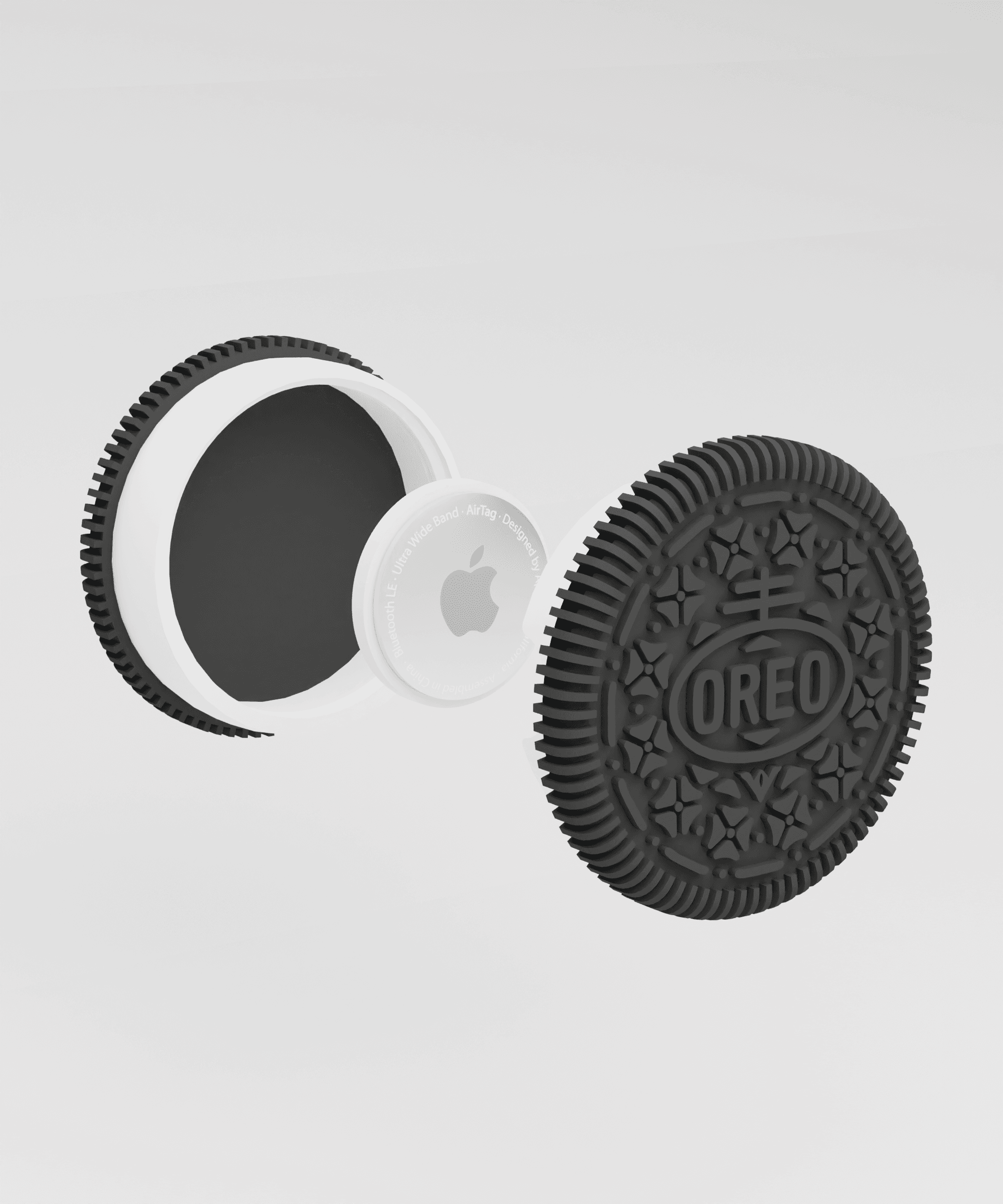 OREO COOKIE AIRTAG HOLDER: KEYCHAIN AND REGULAR VERSION FOR YOUR TRACKER 3d model