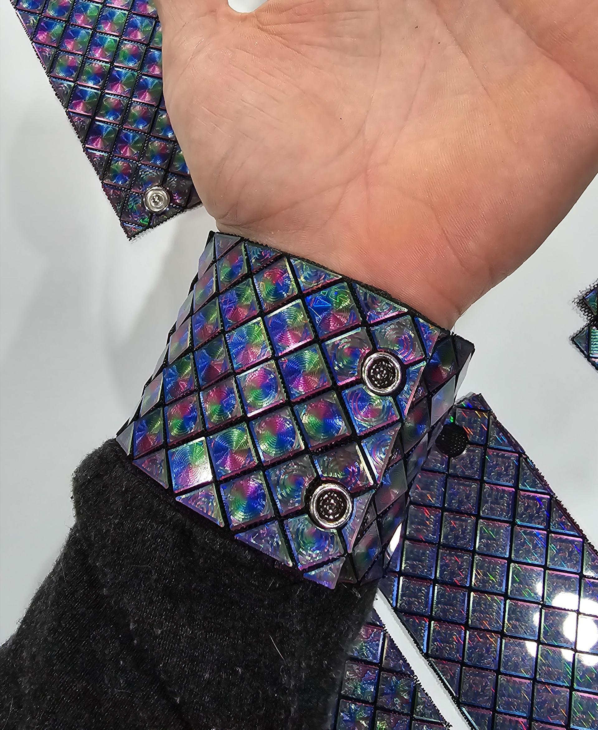 Diamond patterned cuffs - snap fastened - Cuff over a sweatshirt - 3d model