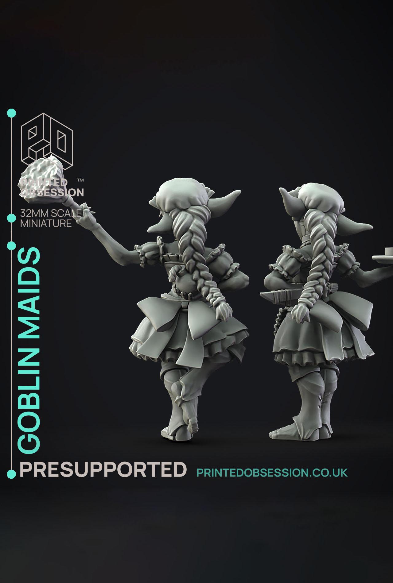 Goblin Maid - Dungeon Cleaning Inc - PRESUPPORTED - Illustrated and Stats - 32mm scale			 3d model