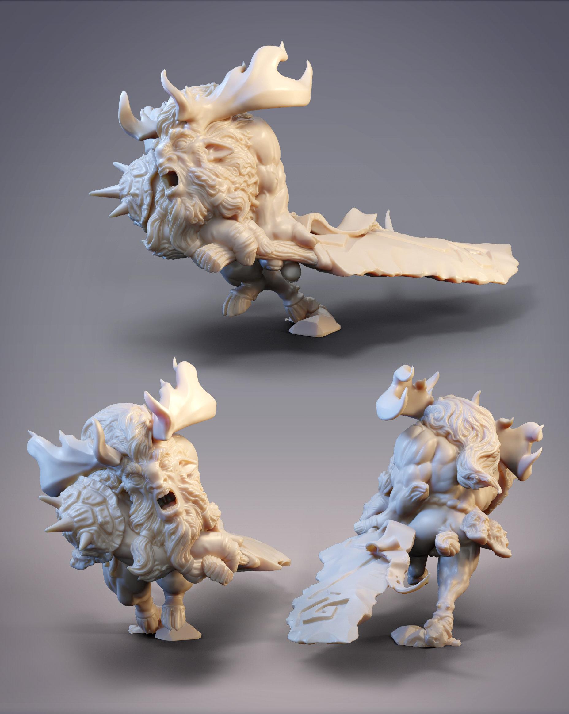 Raging Reindeer Warrior - Arkhan, Ariche Berserker (Pre-supported) 3d model