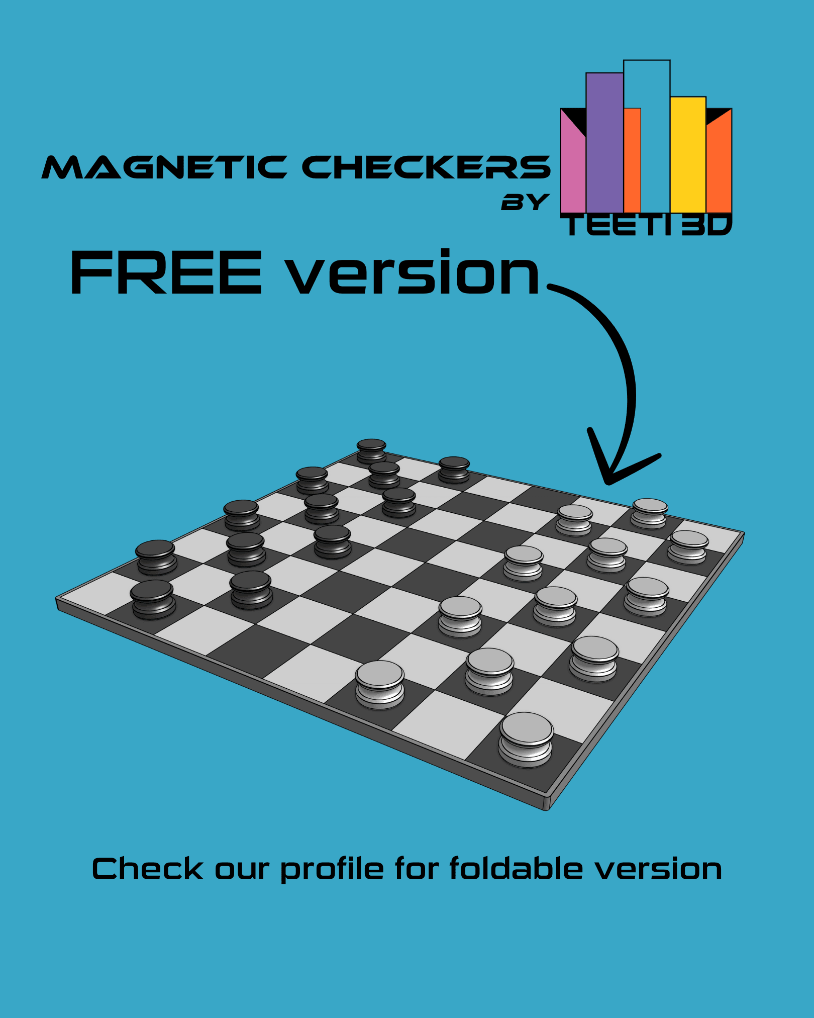 Magnetic Checkers by TeeTi3D (free version) 3d model