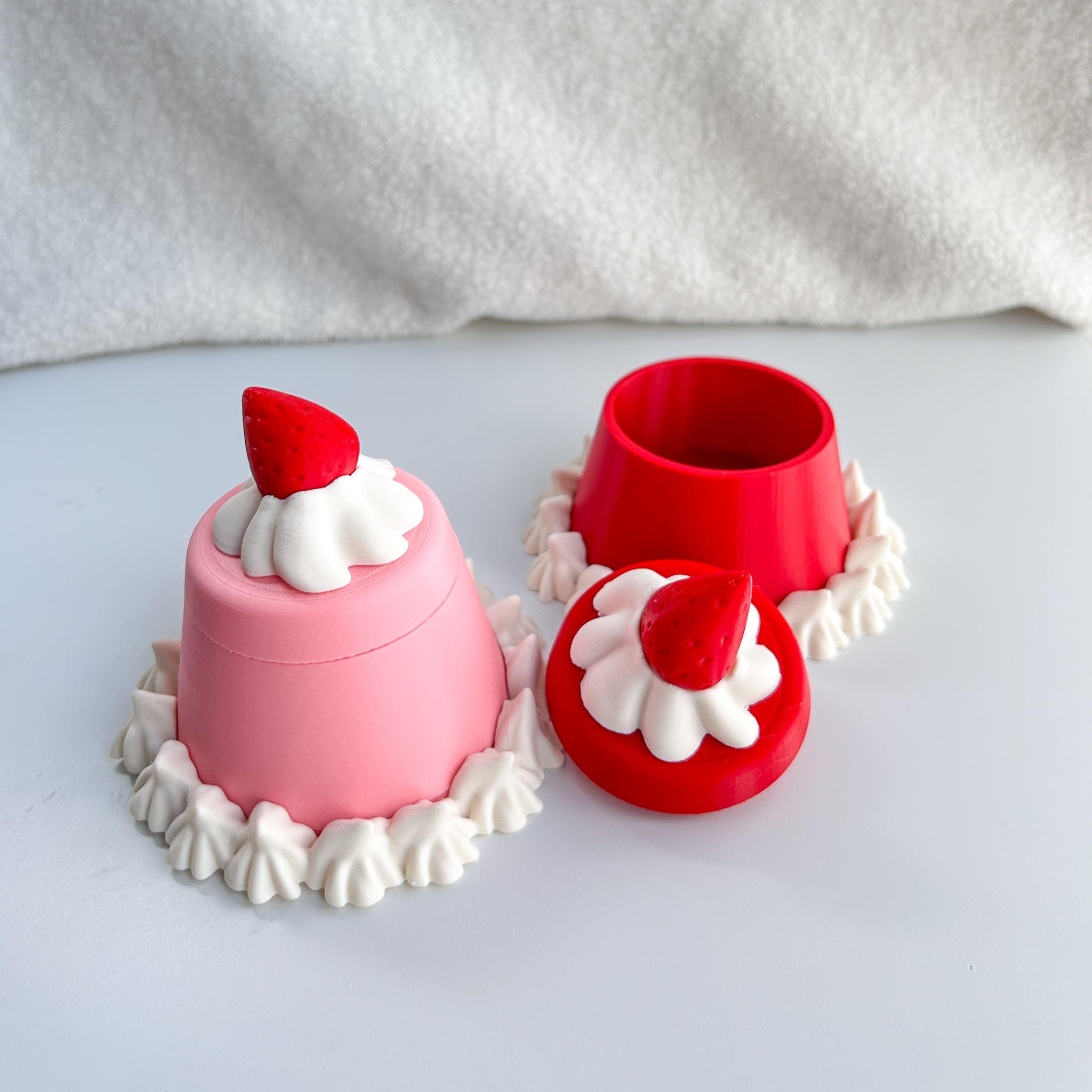 Strawberry Whip Pudding Jewelry Box - Kitsch Container and Gift Holder 3d model