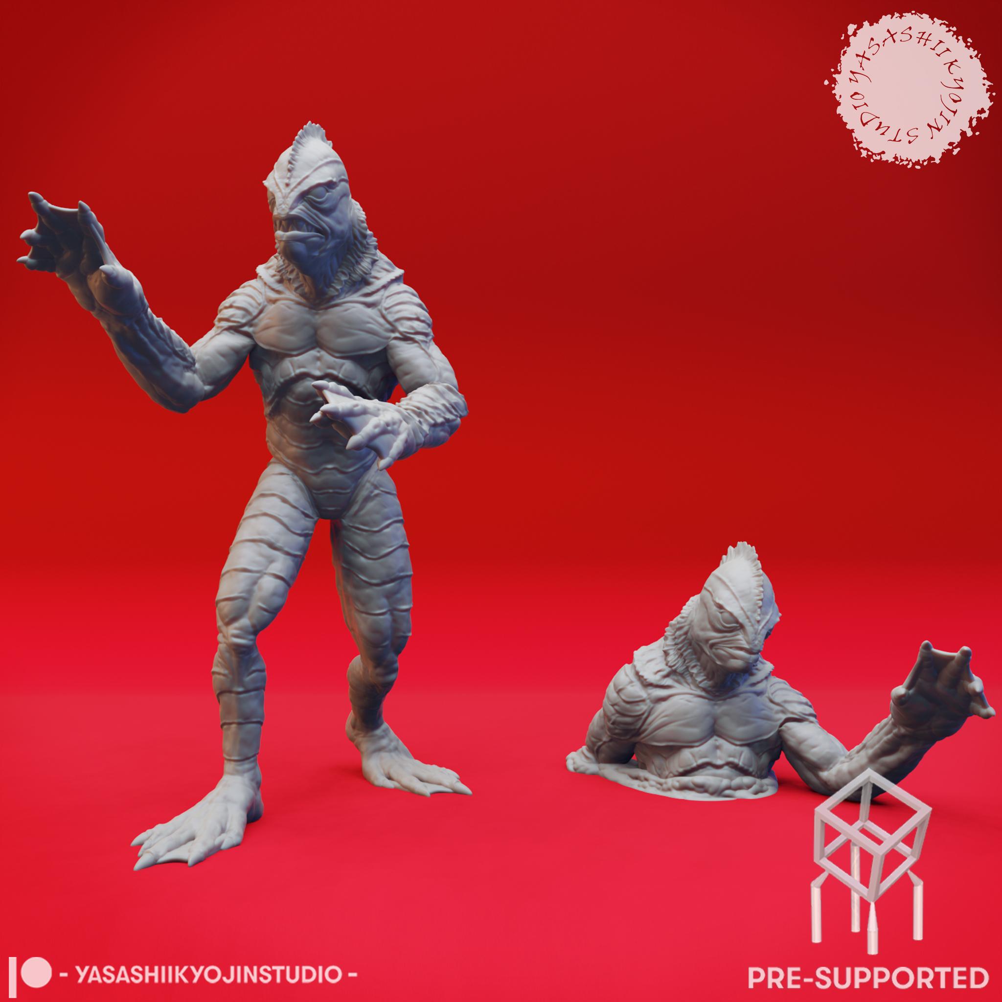 Gill-man Pair - Tabletop Miniature (Pre-Supported) 3d model
