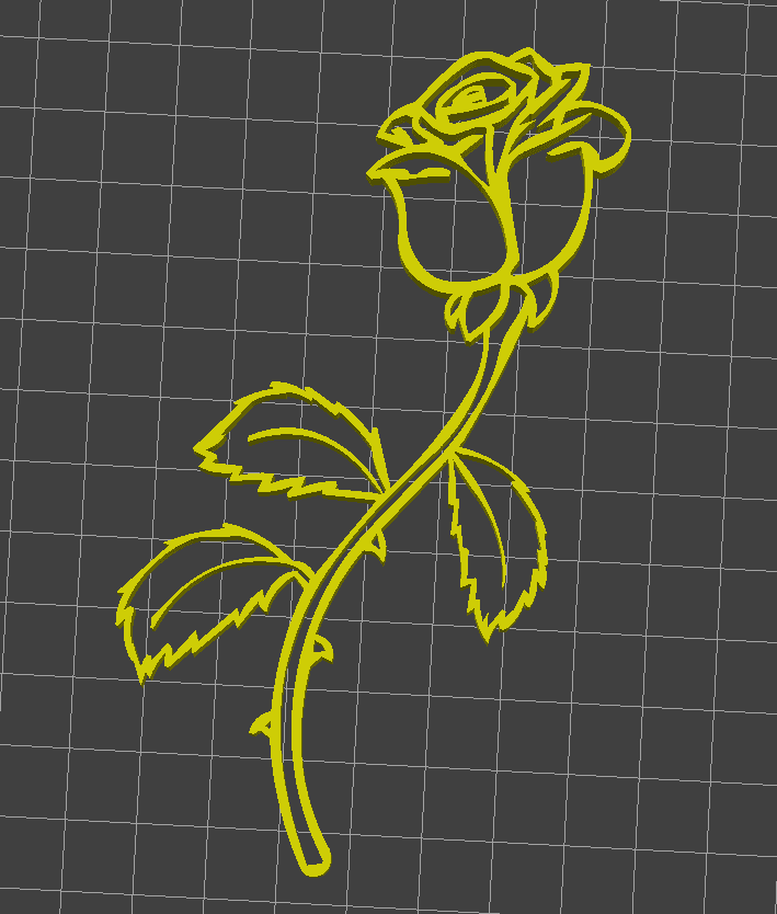 Rose with thorns outline 3d model