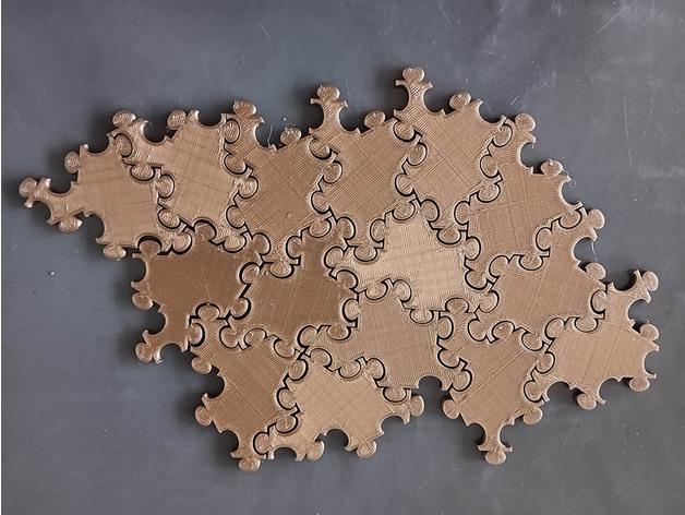 Spectre: a chiral aperiodic monotile tile puzzel piece 3d model