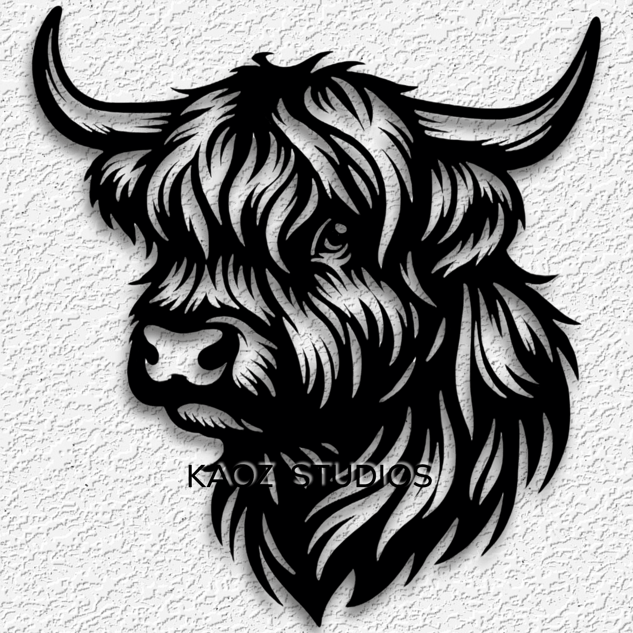 highland cow wall art mountain bull wall decor 3d model