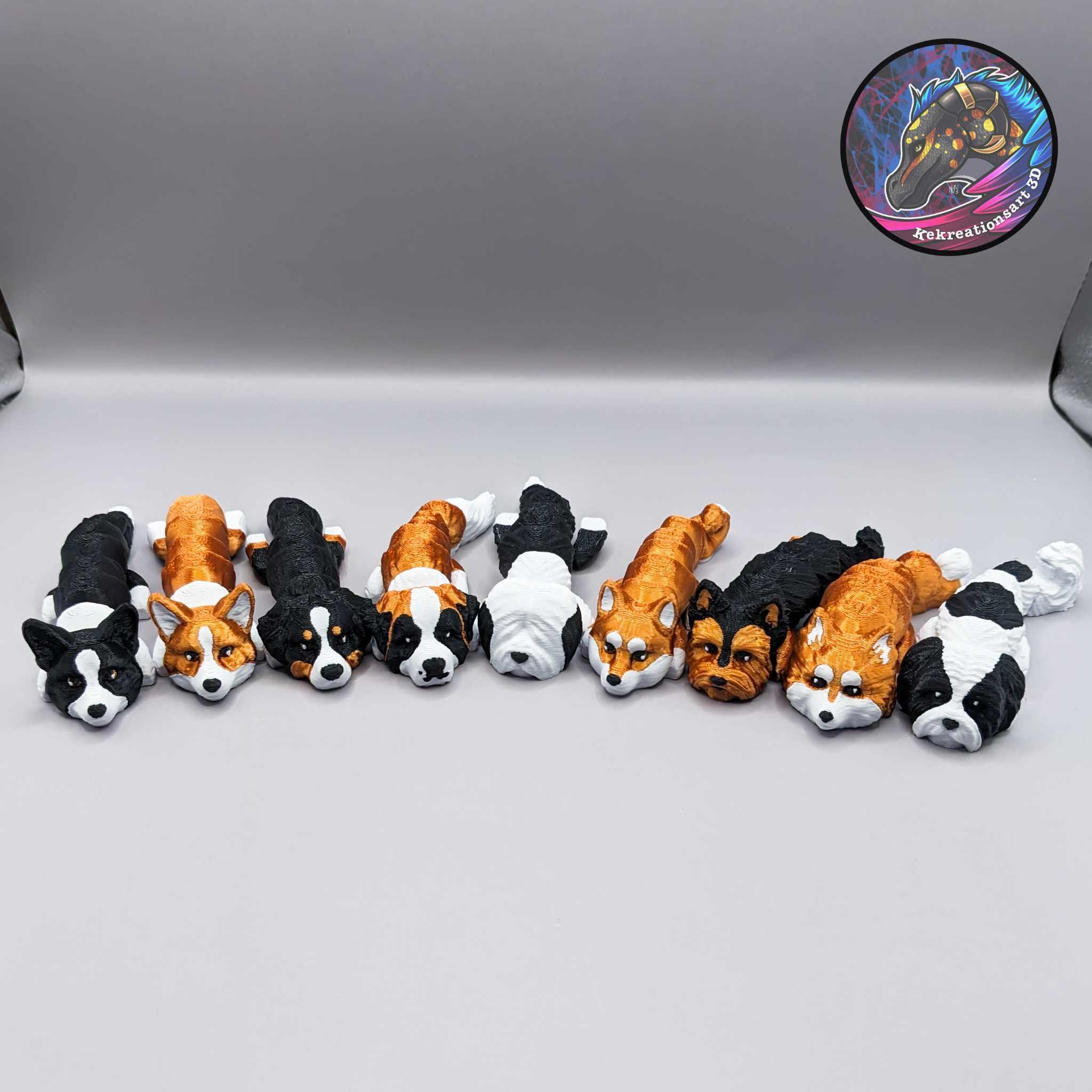 Baby Flexi Dog Keychain Set 2 3d model