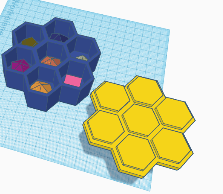 Remix of Hexagon Hexagon Dice Holder - Now With Lid 3d model