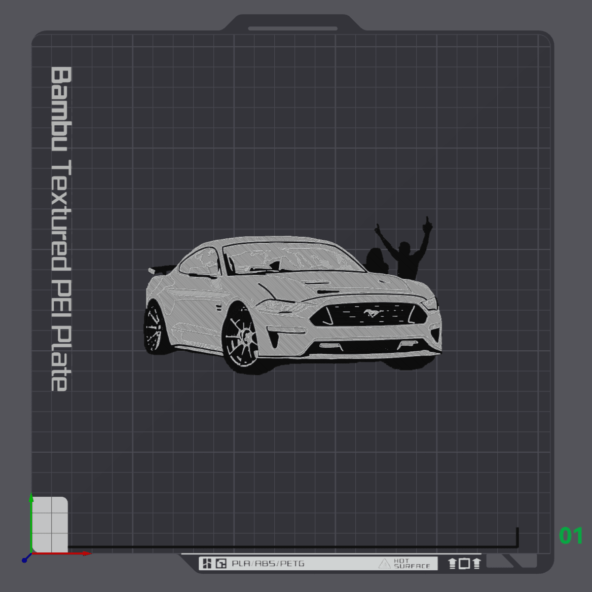 Monochrome Mustang Magnet 3d model