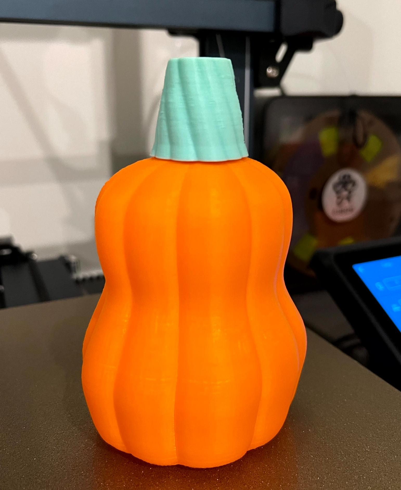 Pumpkin Potion Bottle - Orange Polymaker PLA+ 
Matte Green iSANMATE PLA+

Vase Printed at 125%
Stem at 100% - 3d model