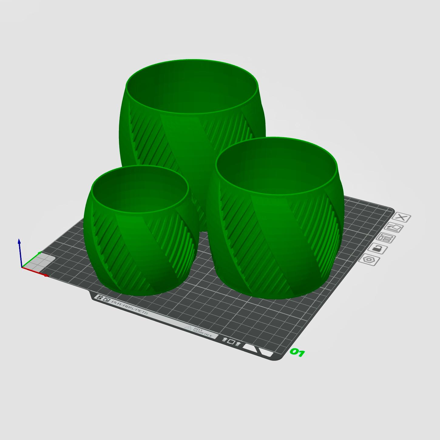 Set of 3 Flower Plats Planter Pot 3d model