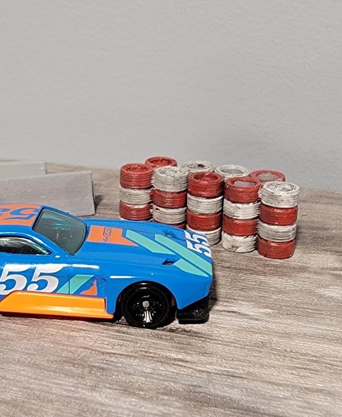 1:64 Tire Wall for Race Track - With a wash on them to dirty 'em up - 3d model
