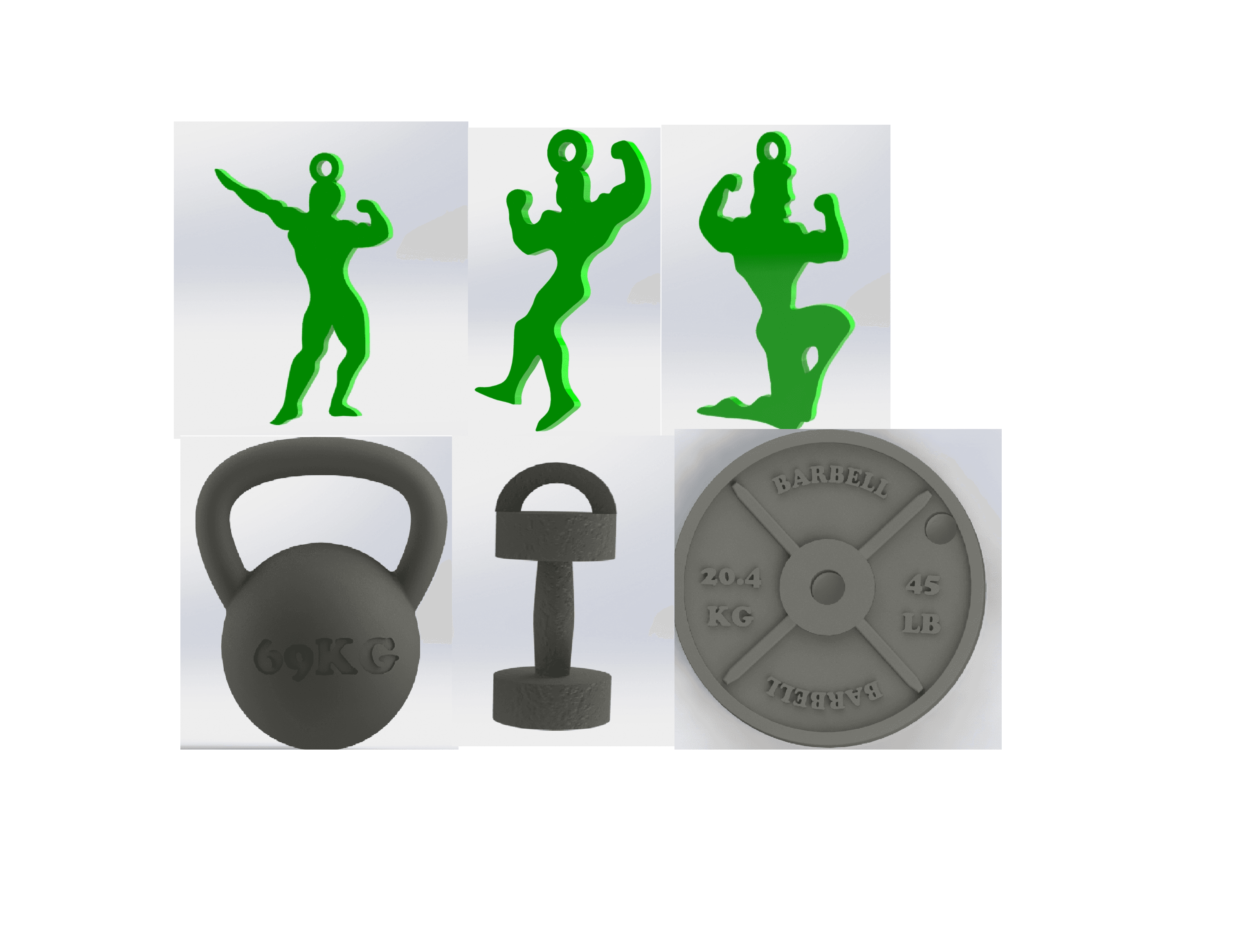 Gym/bodybuilding keychain bundle 3d model