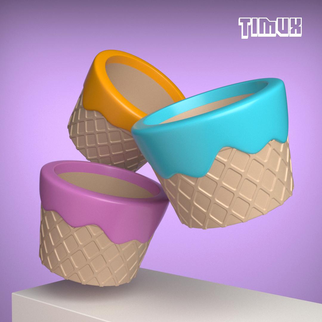 ICE CREAM POT - PENHOLDER 3d model