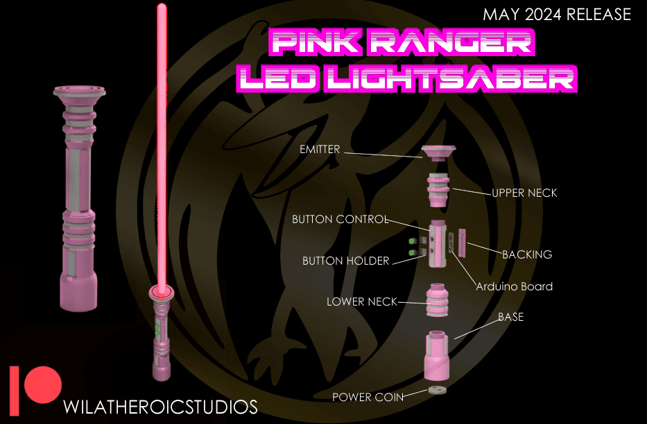 Pink Ranger Lightsaber with LED Blade 3d model
