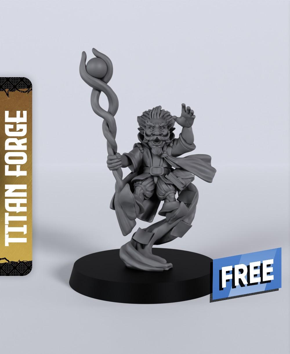 Gnome Male Wizard - With Free Dragon Warhammer - 5e DnD Inspired for RPG and Wargamers 3d model