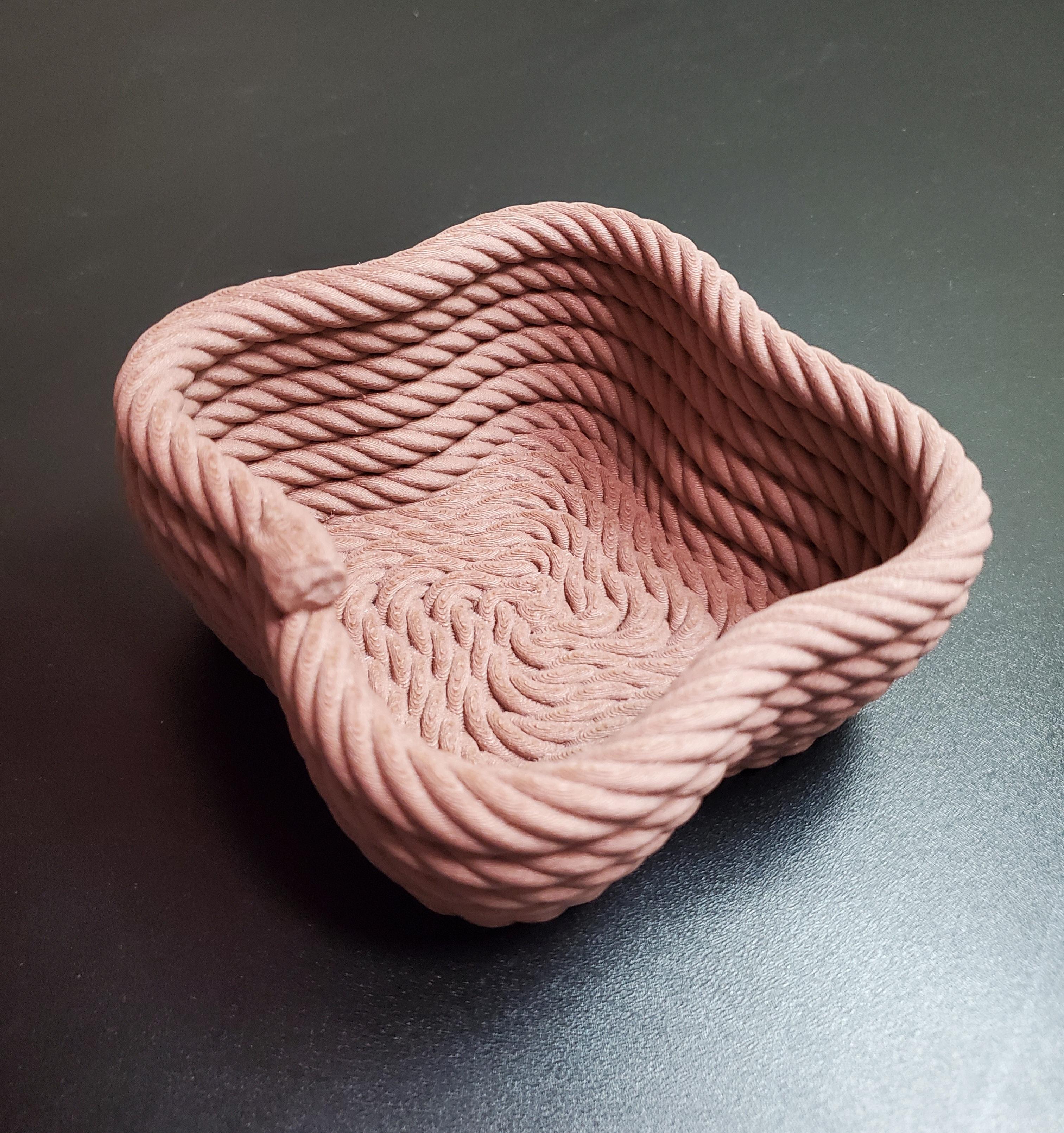 Four Corner Coiled Rope Bowl - Beautiful Sandal Wood pla - 3d model