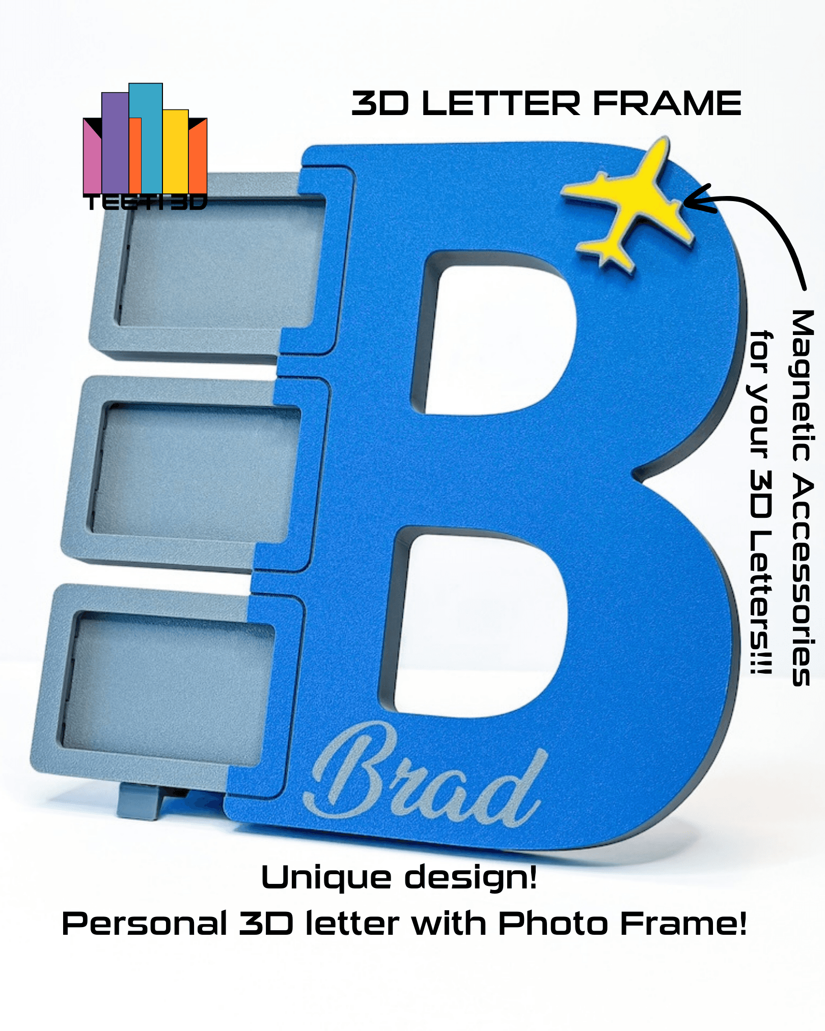 3D Letter "B" with Photo Frame 3d model