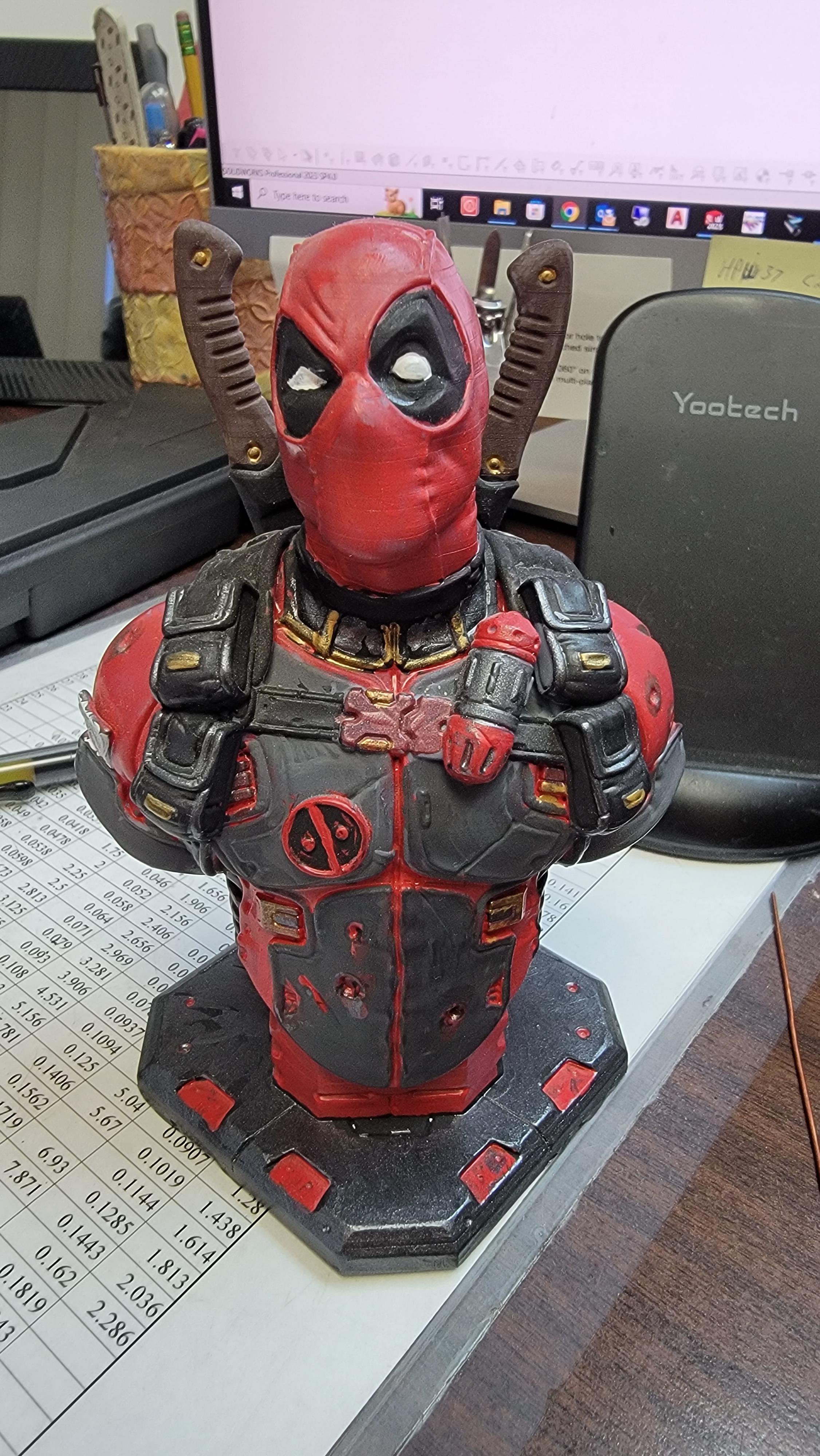 Deadpool bust (Remastered Supportless Edition) (fan art) - Been a while since I printed and painted Deadpool.  - 3d model