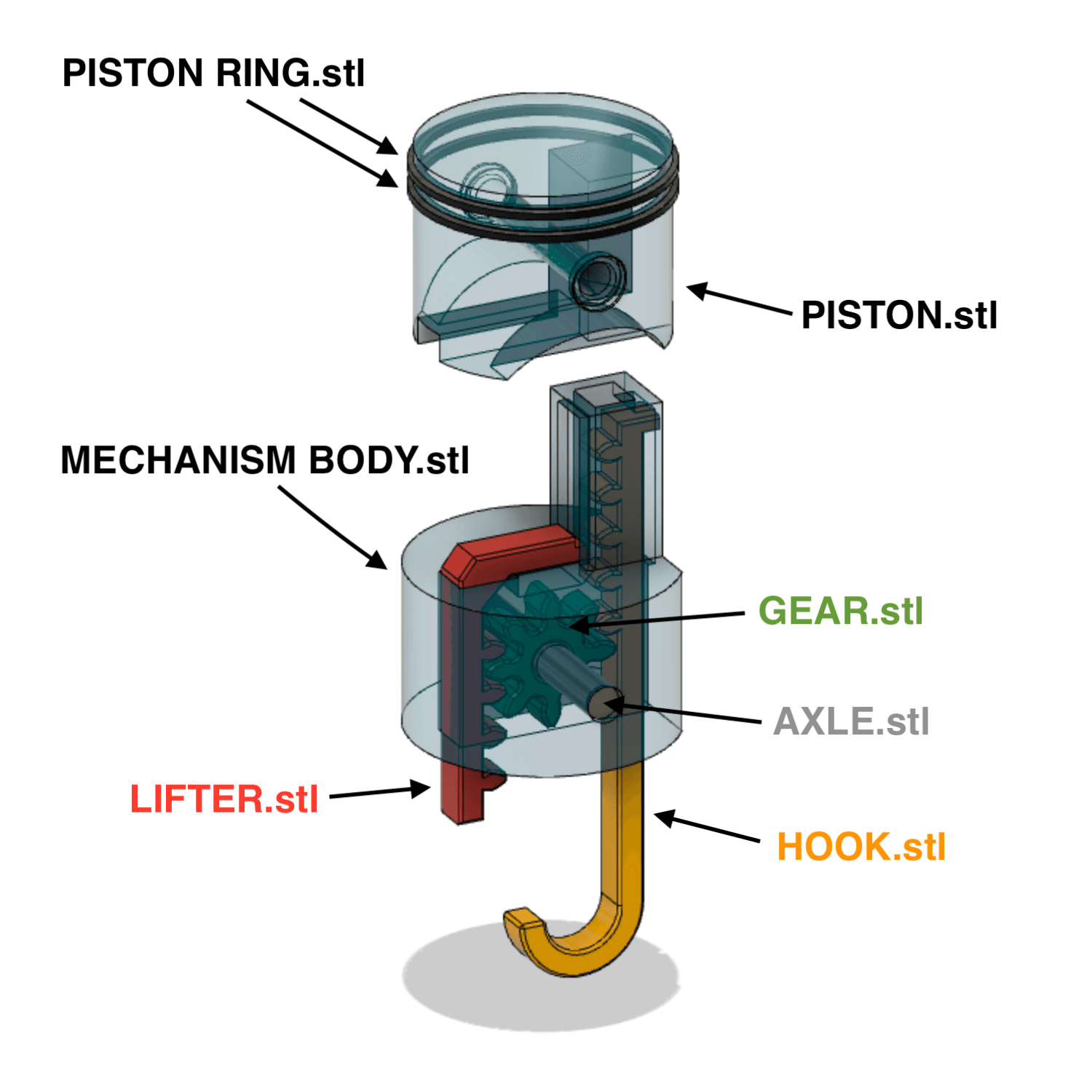 2-STROKE CYLINDER - WALL KEY HANGER 3d model