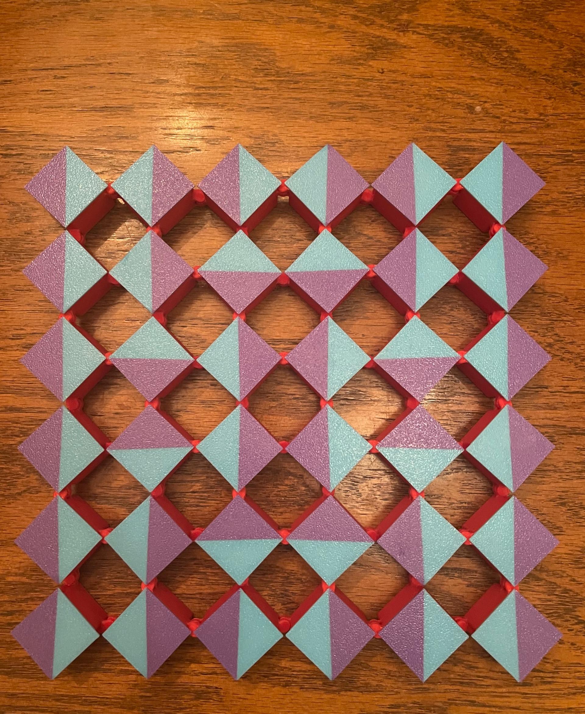 Auxetic Tile // 30mm Diagonal Split - Transition - 3d model