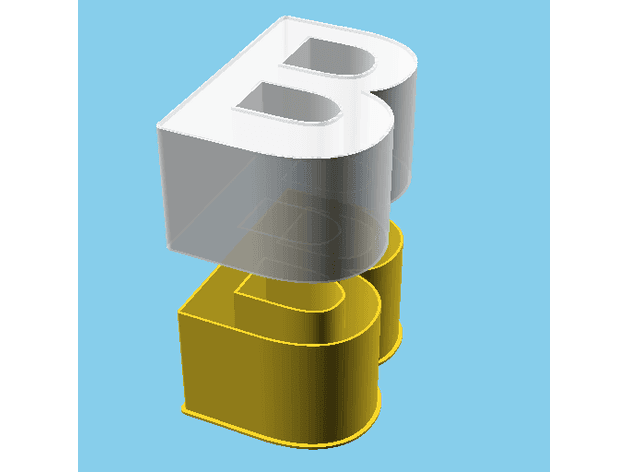 LATIN CAPITAL LETTER B, nestable box (v1) 3d model
