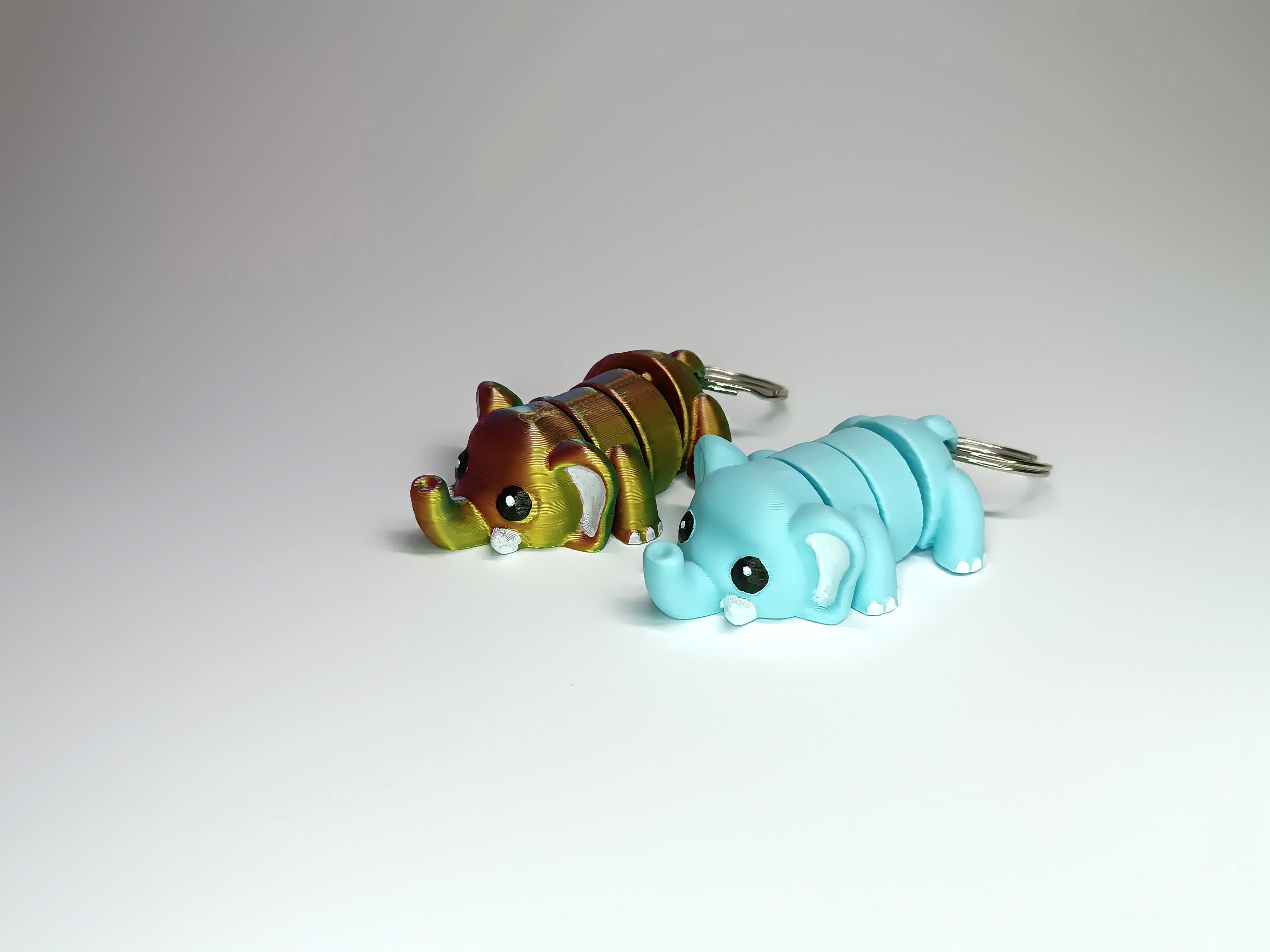 Cute Flexi Pets Elephant (Keychain & Magnet) 3d model