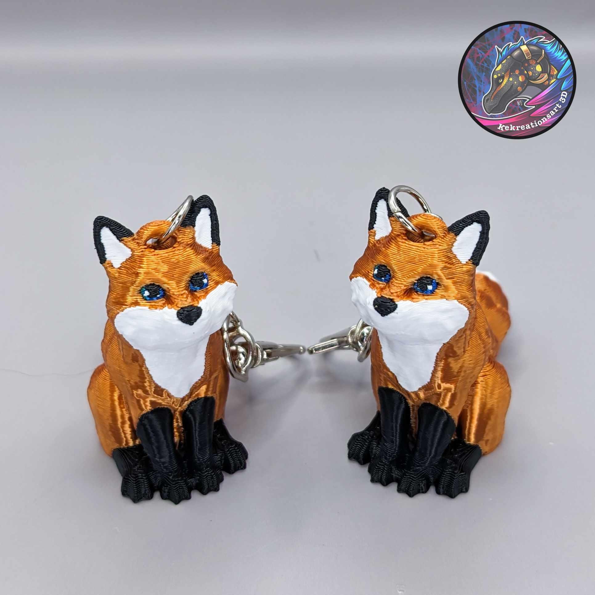 Flexi Kissy Keychains (Dragon + Fox) 3d model