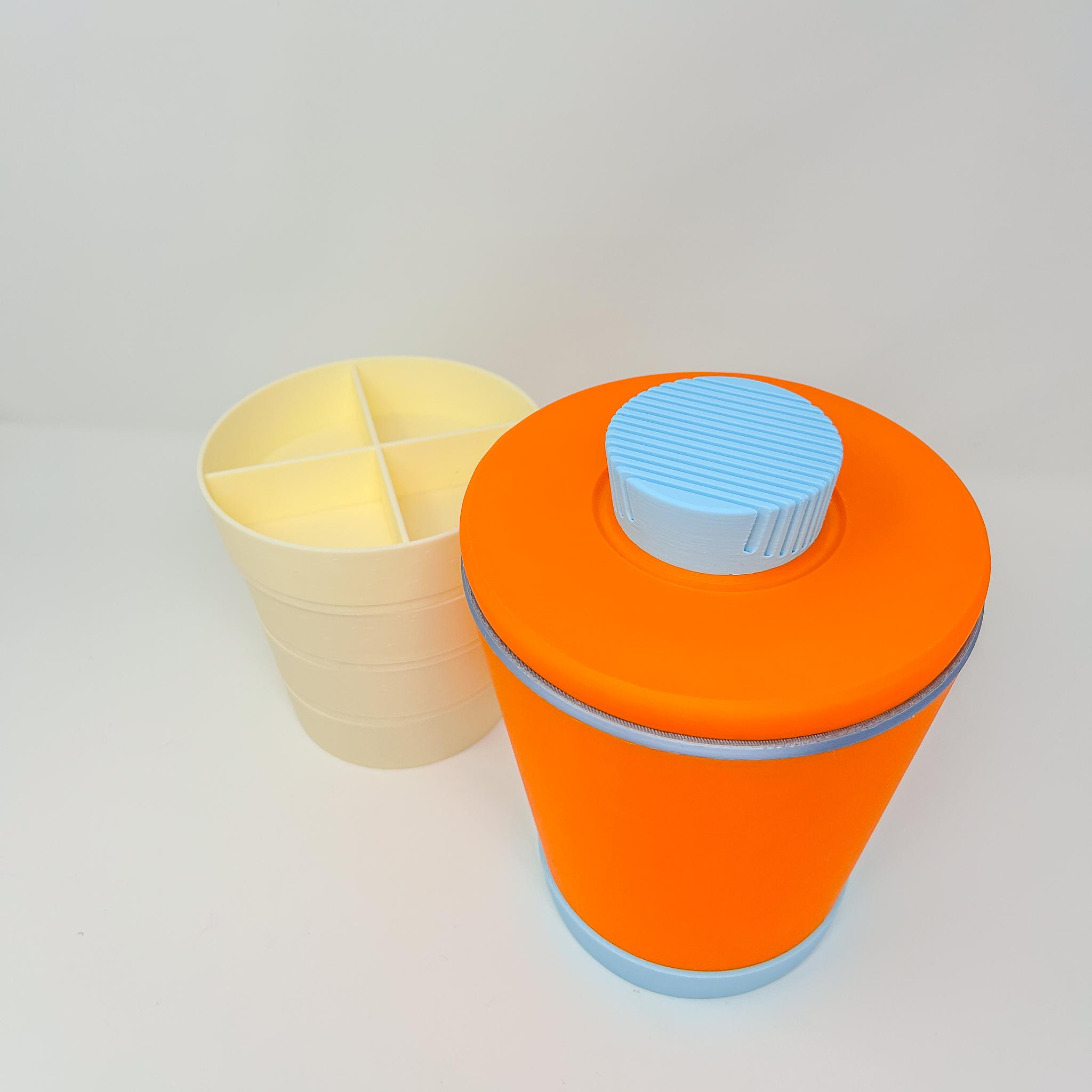 Retro Bucket Organizer - Vintage 1960s-Inspired Knick Knack Organizer with Partitioned Compartments 3d model