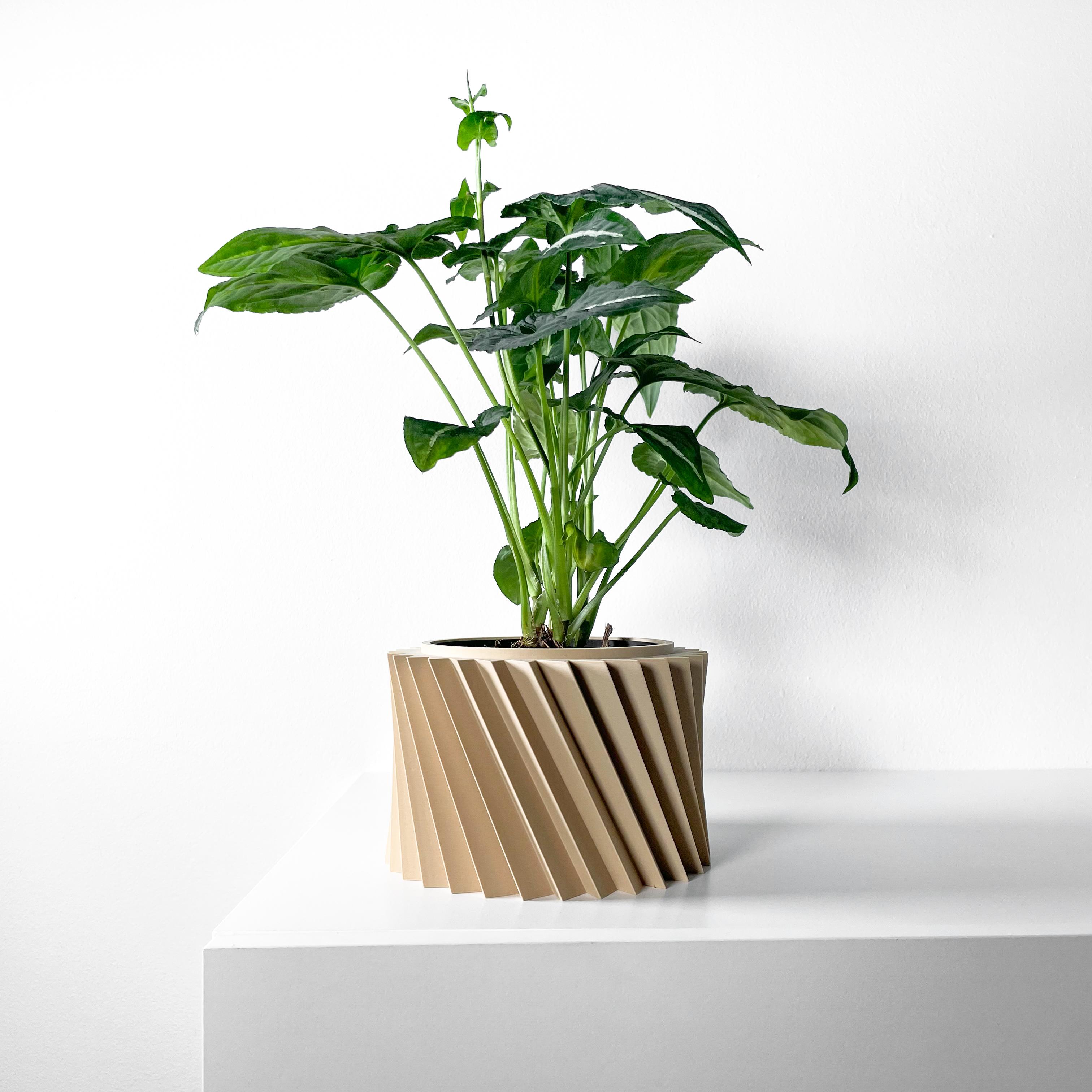 The Wiron Planter Pot with Drainage Tray & Stand Included | Modern and Unique Home Decor 3d model