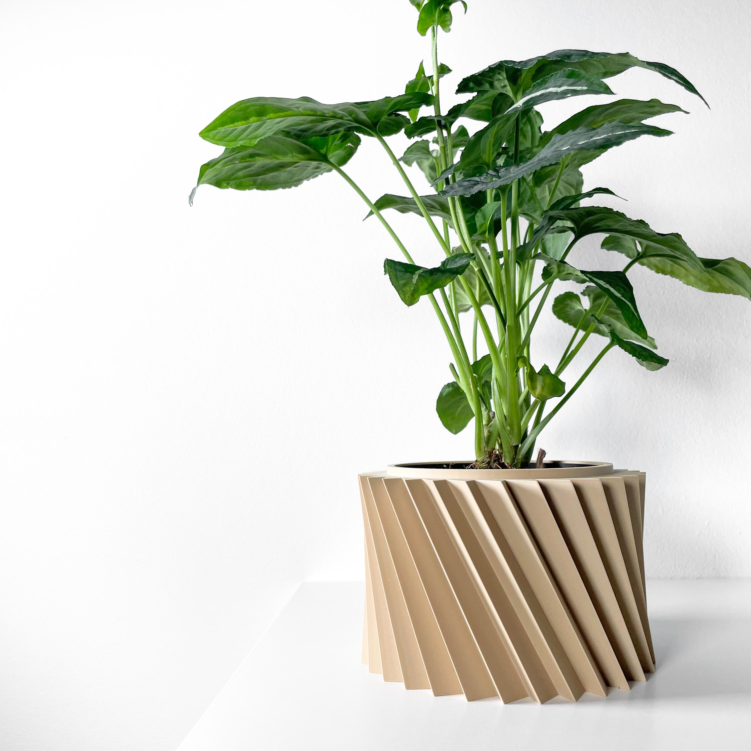The Wiron Planter Pot with Drainage Tray & Stand Included | Modern and Unique Home Decor 3d model