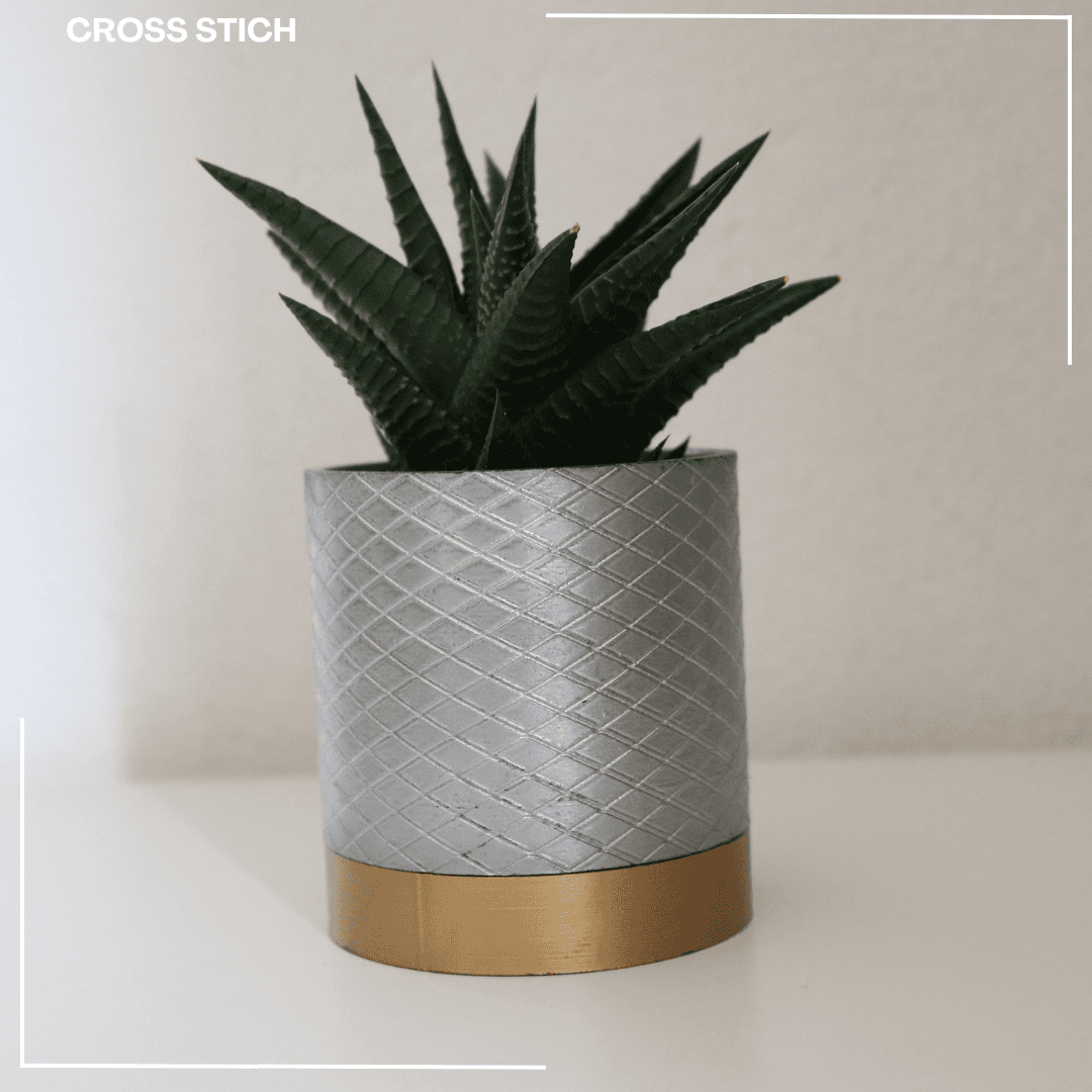 Cross Stich Vase / Planter 3d model