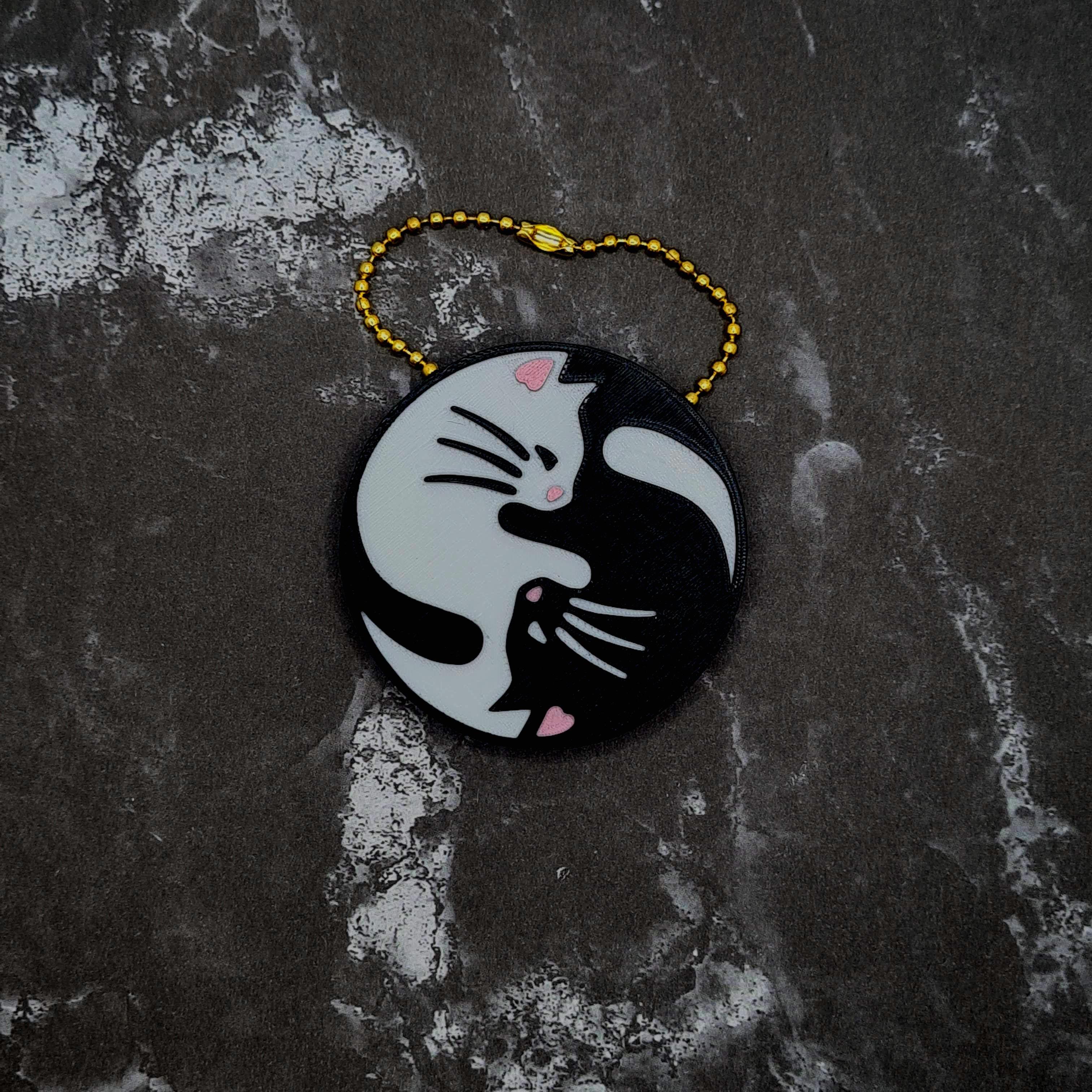 Cat Yin Yang Keychain 3d model