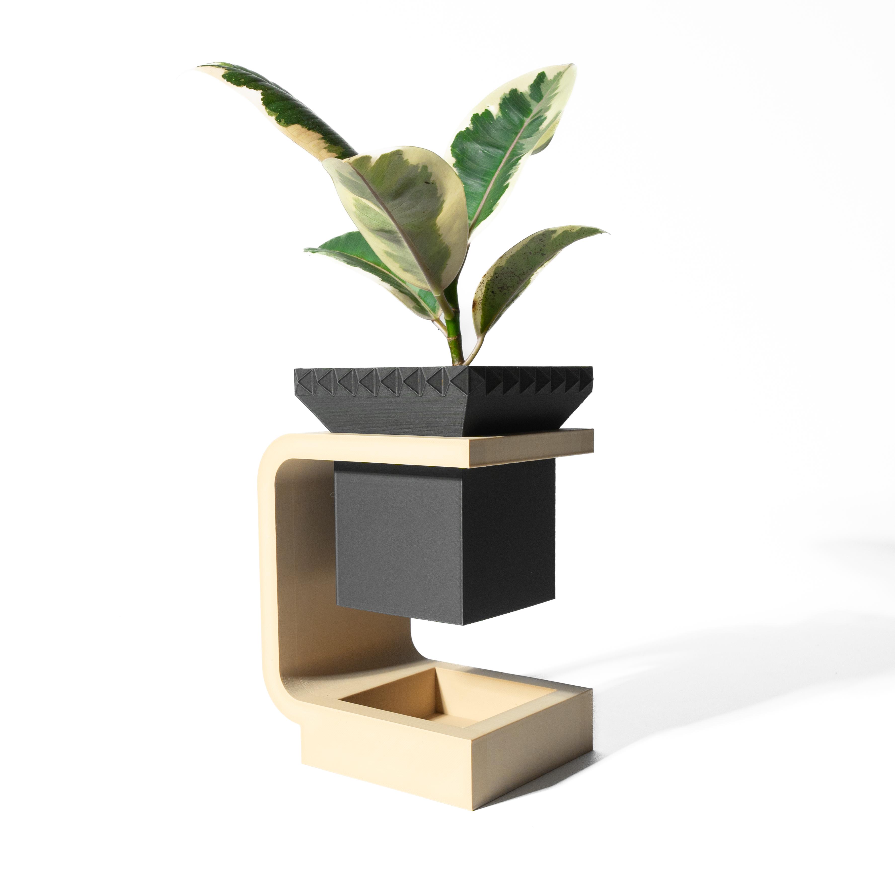 The Daka Planter Pot with Drainage Tray & Stand: Modern and Unique Home Decor for Plants 3d model