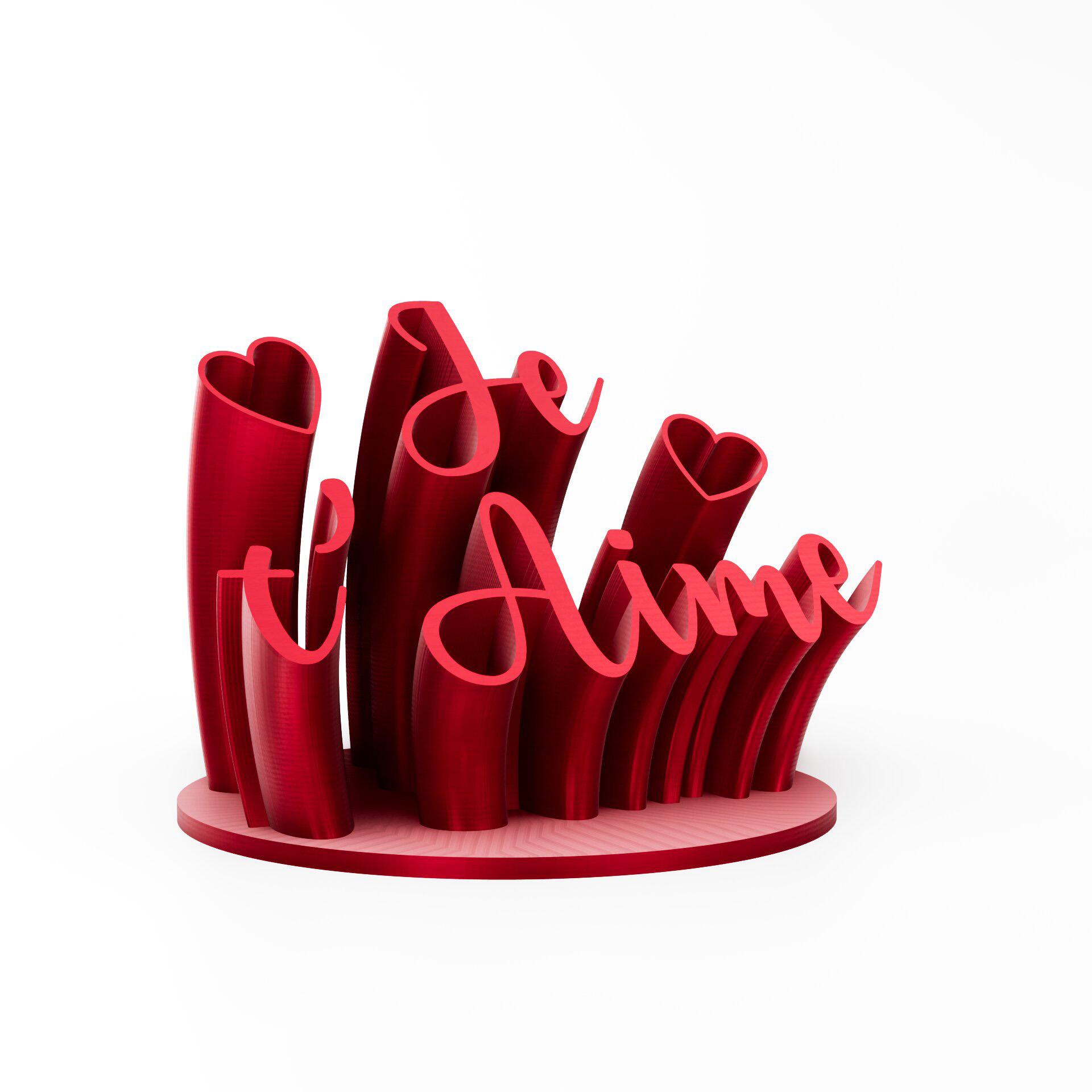 Modèle 3D 'Je t'Aime' – Fichier STL romantique à imprimer, déco rouge passion pour la Saint-Valentin 3d model