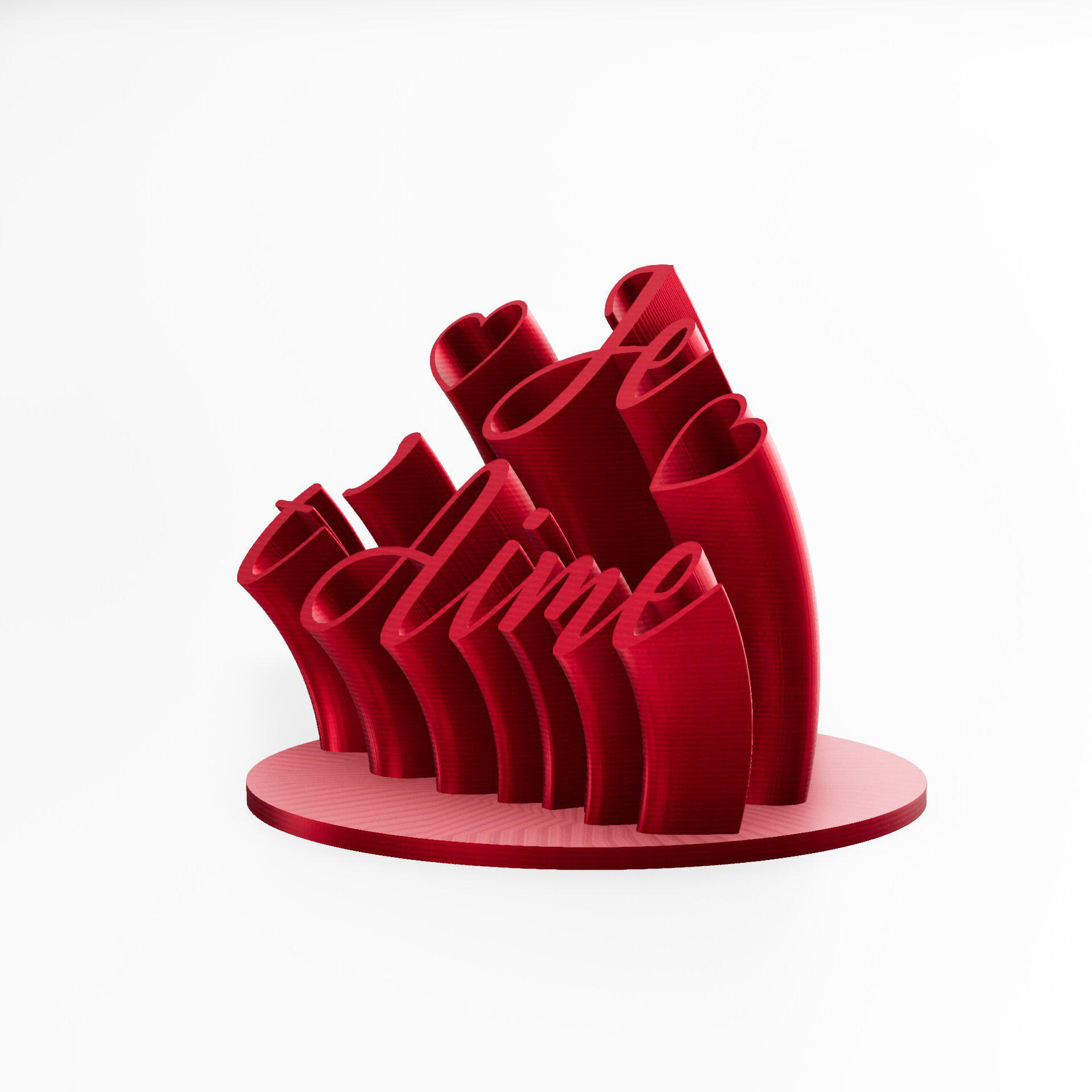 Modèle 3D 'Je t'Aime' – Fichier STL romantique à imprimer, déco rouge passion pour la Saint-Valentin 3d model
