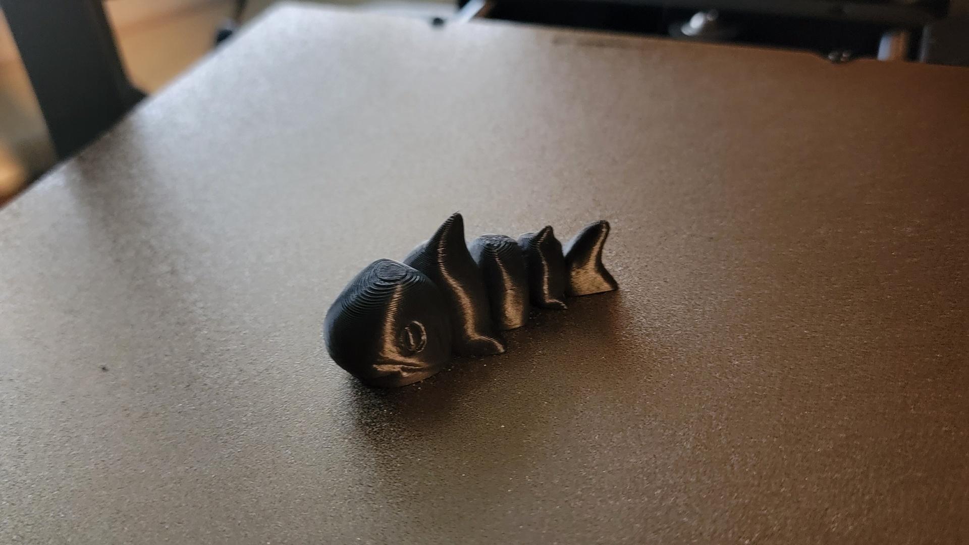 Sharkie Smiling Fidget - cute little guy. hyper pla black - 3d model