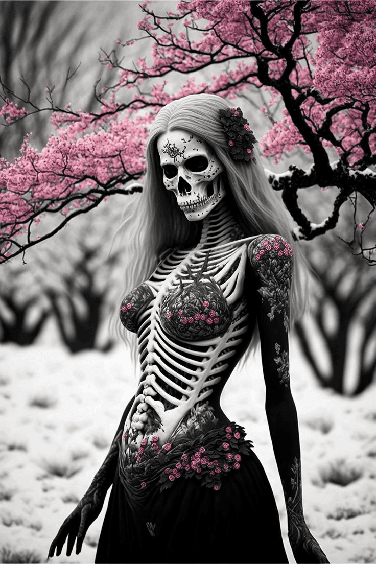 Skeleton in Blossoms 3d model