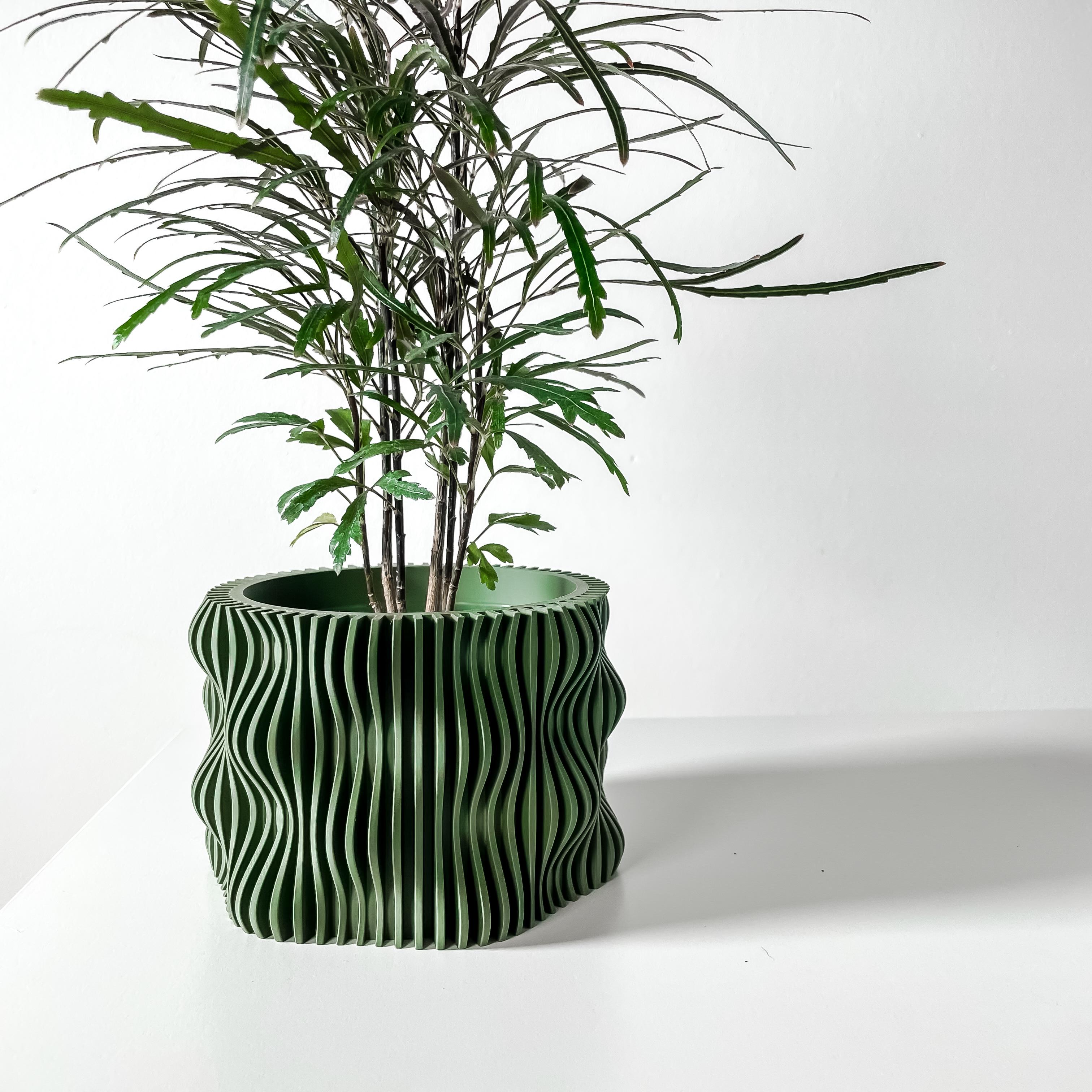 The Muxel Planter Pot with Drainage Tray & Stand Included | Modern and Unique Home Decor 3d model