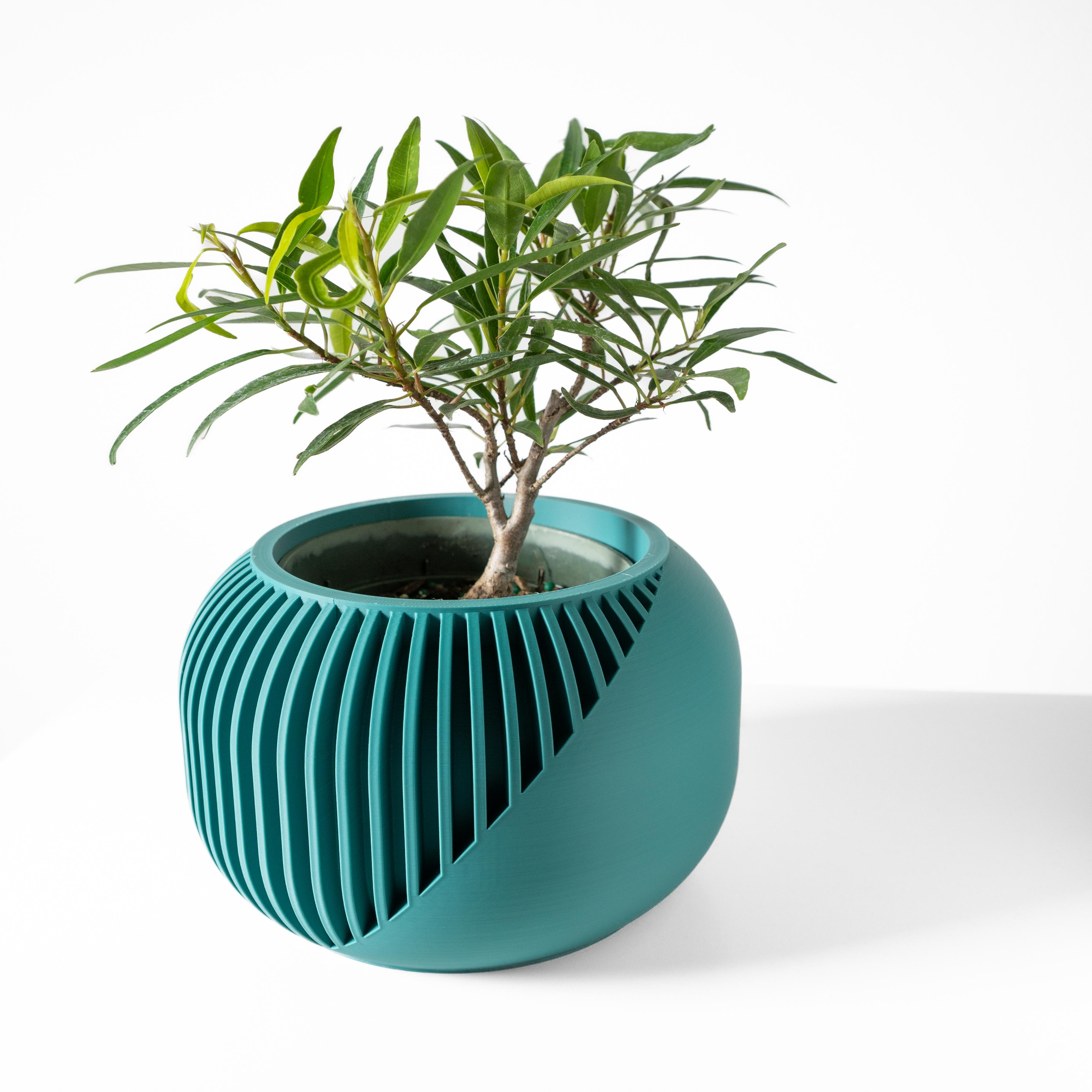 The Narvo Planter Pot with Drainage Tray & Stand: Modern and Unique Home Decor for Plants 3d model