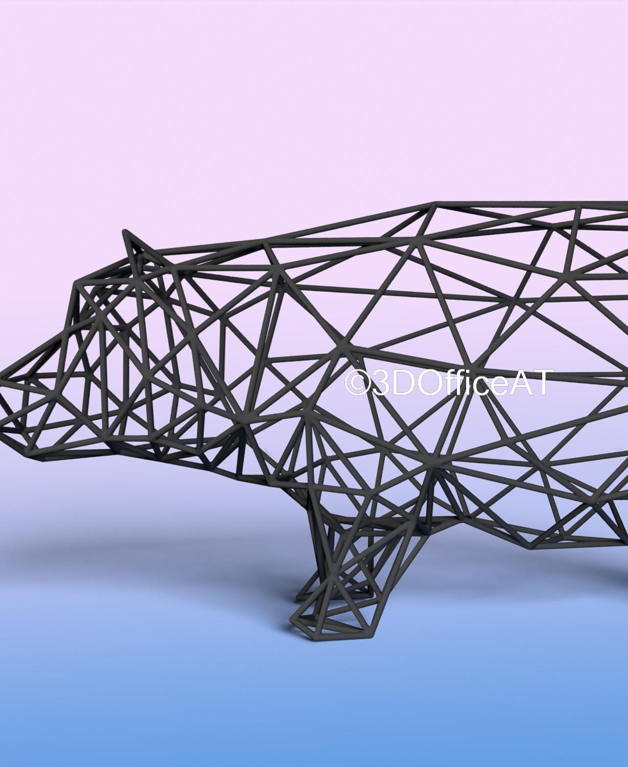Hippo Wire Art - Wireart hippo - 3d model