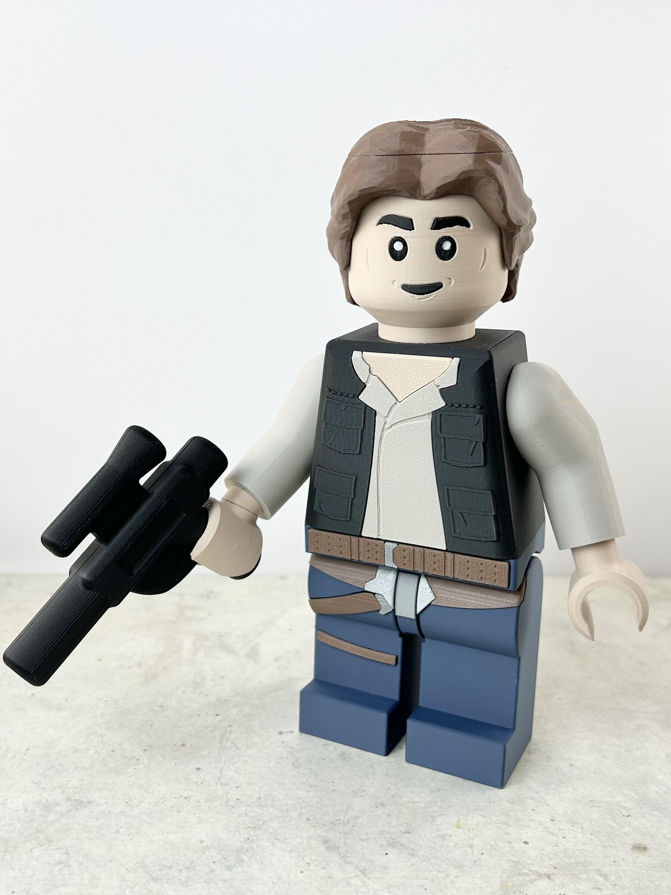 Han Solo (6:1 LEGO-inspired brick figure, NO MMU/AMS, NO supports, NO glue) 3d model