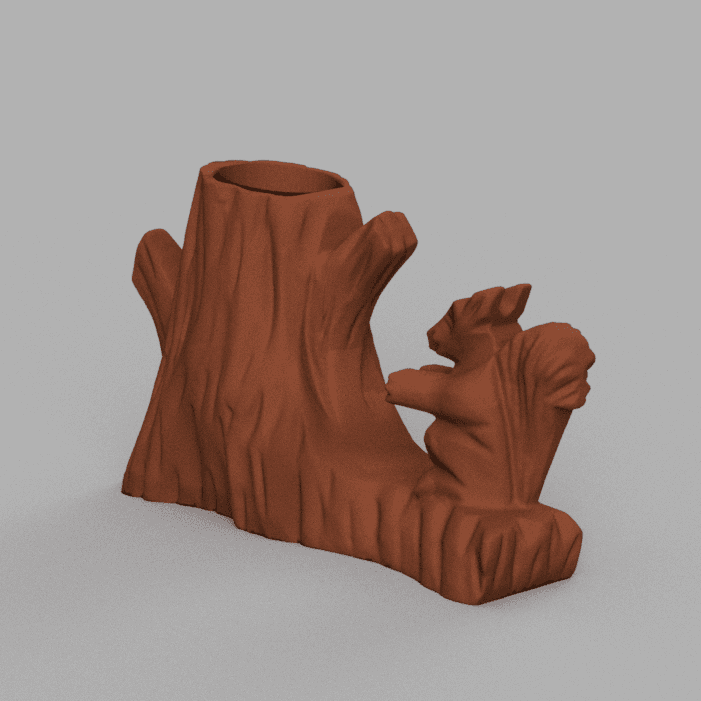 Squirrel pen holder wood 3d model