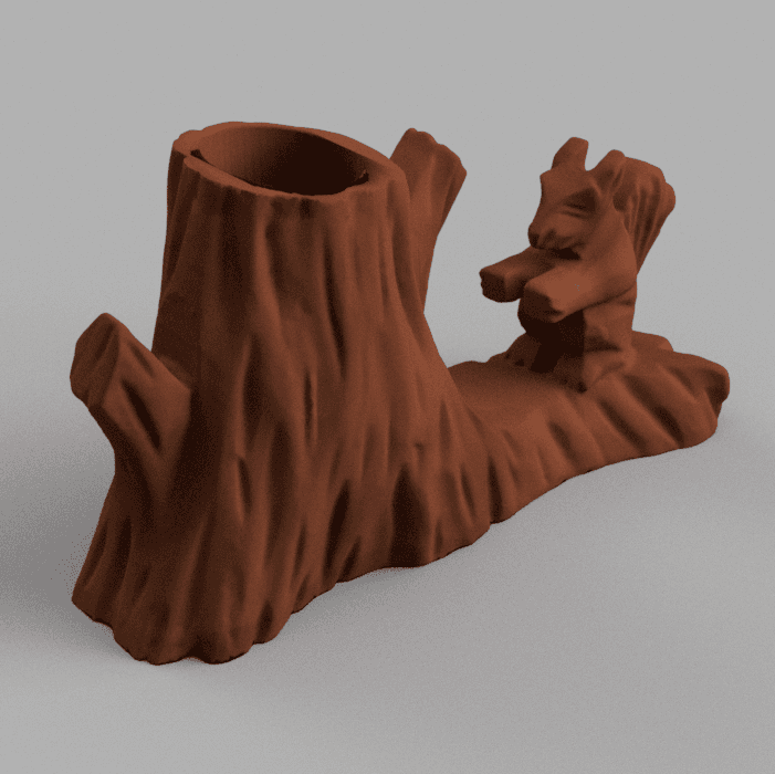 Squirrel pen holder wood 3d model