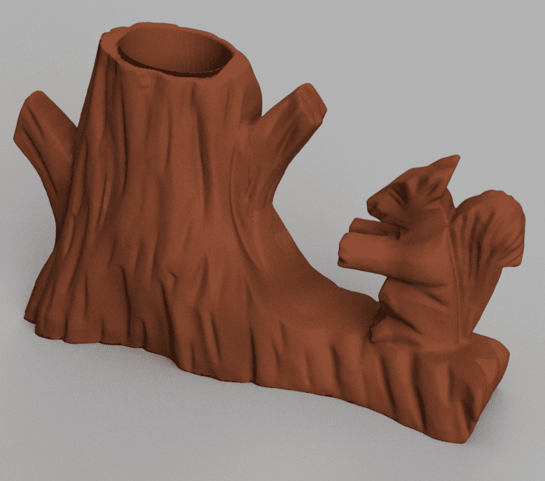 Squirrel pen holder wood 3d model