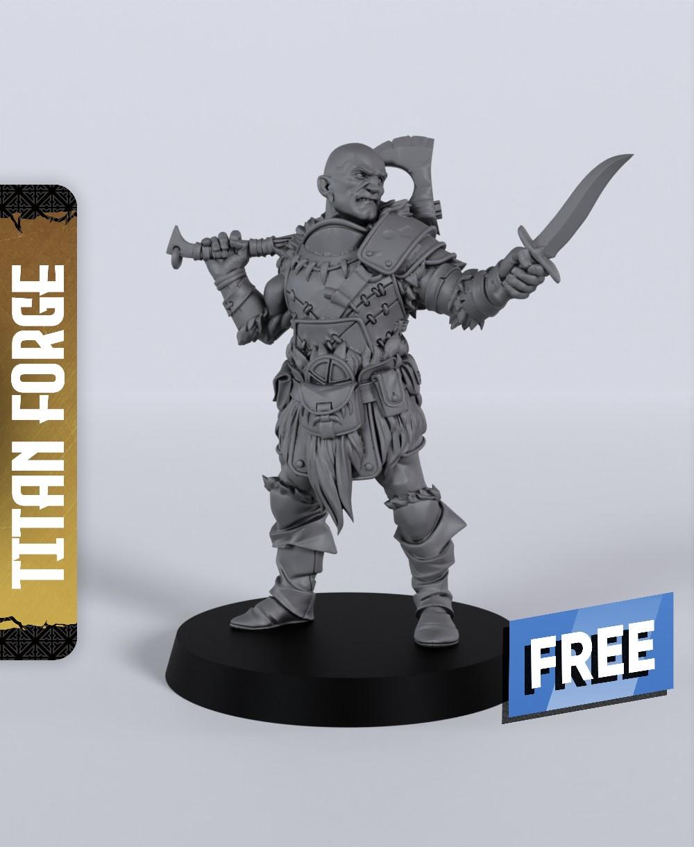 Goliath Male Fighter - With Free Dragon Warhammer - 5e DnD Inspired for RPG and Wargamers 3d model