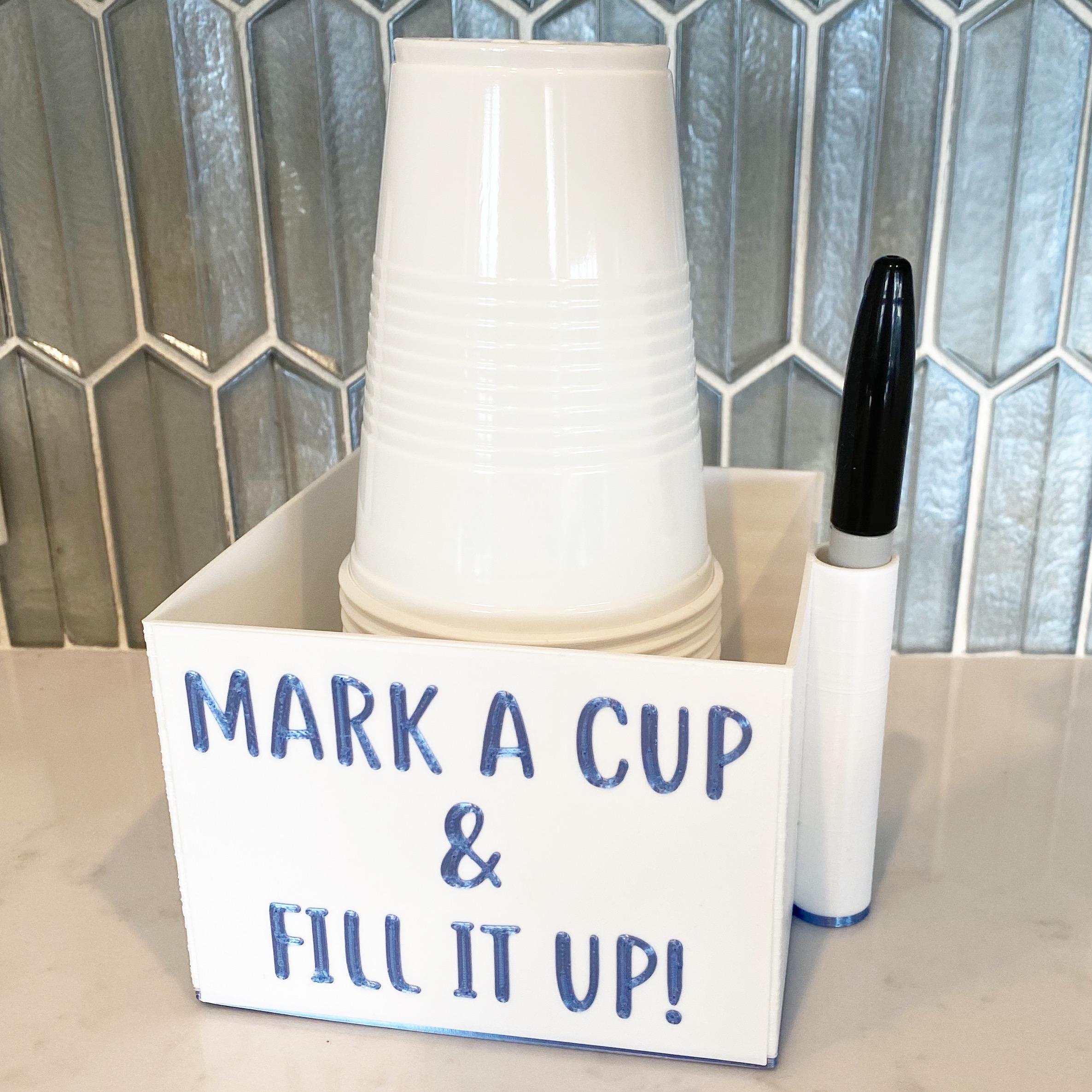 Cup and Pen Holder - Summer is the time for outdoor parties and quenching your thirst. Instead of using several  paper cups, your guests can "Take a Cup & Fill it Up" to cut down on waste! #summer - 3d model