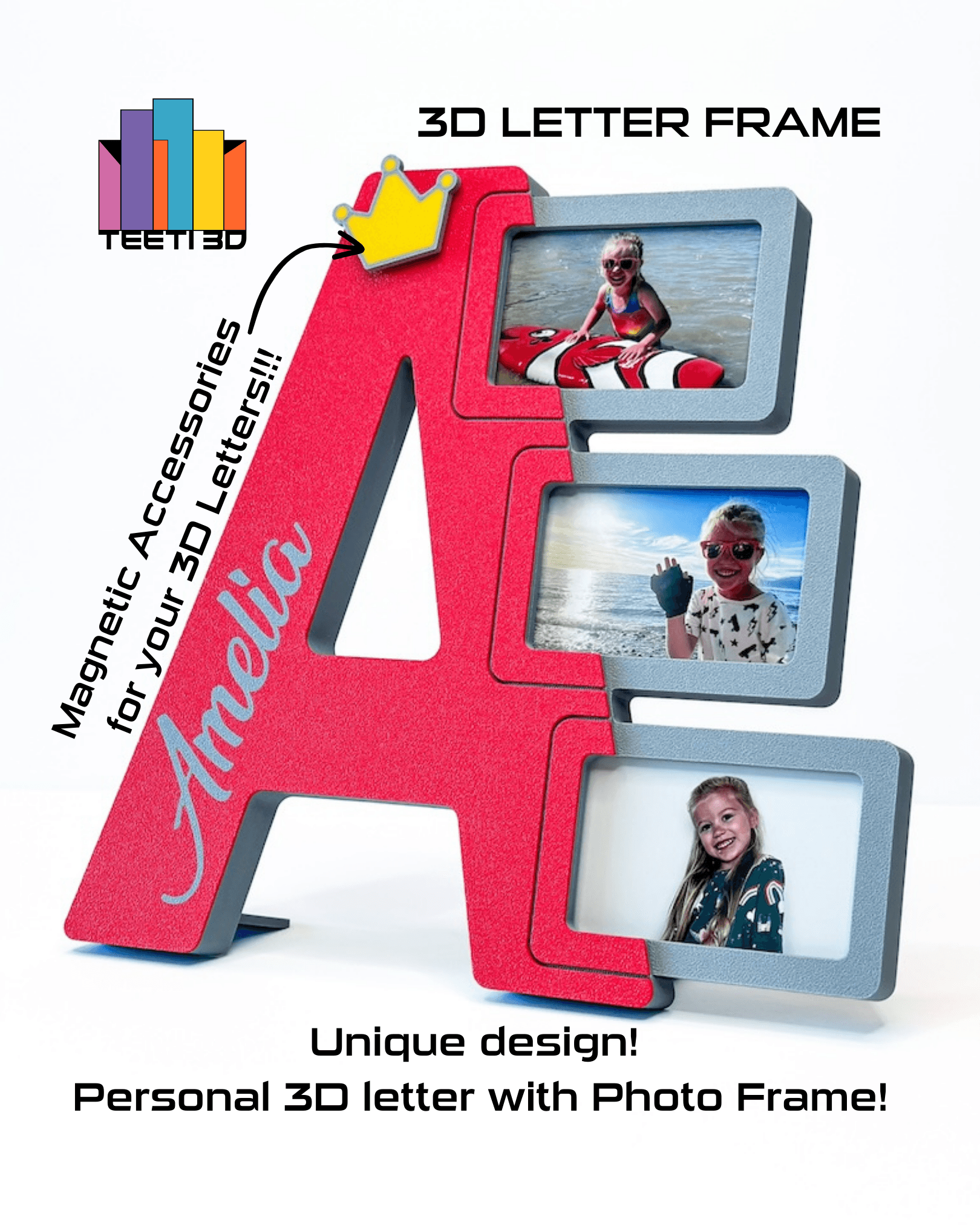 3D Letter "A" with Photo Frame 3d model