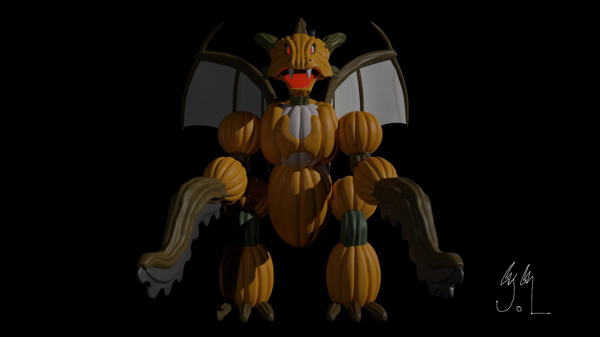 Pumpkinfied Scyther 3d model